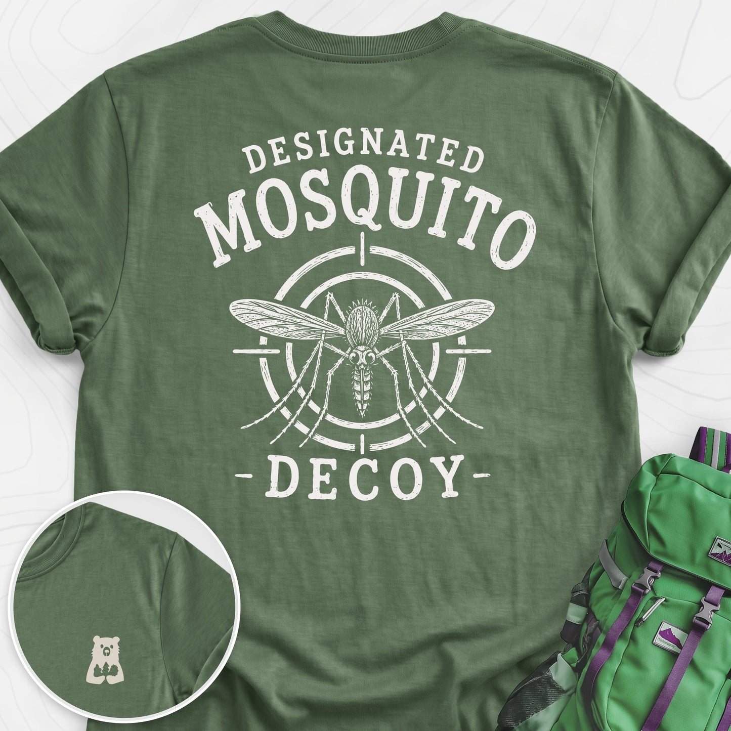Designated Mosquito Decoy Military Green back print lightweight T-shirt