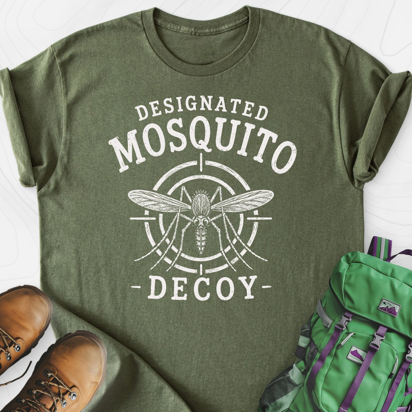 Designated Mosquito Decoy Military Green front print lightweight T-shirt