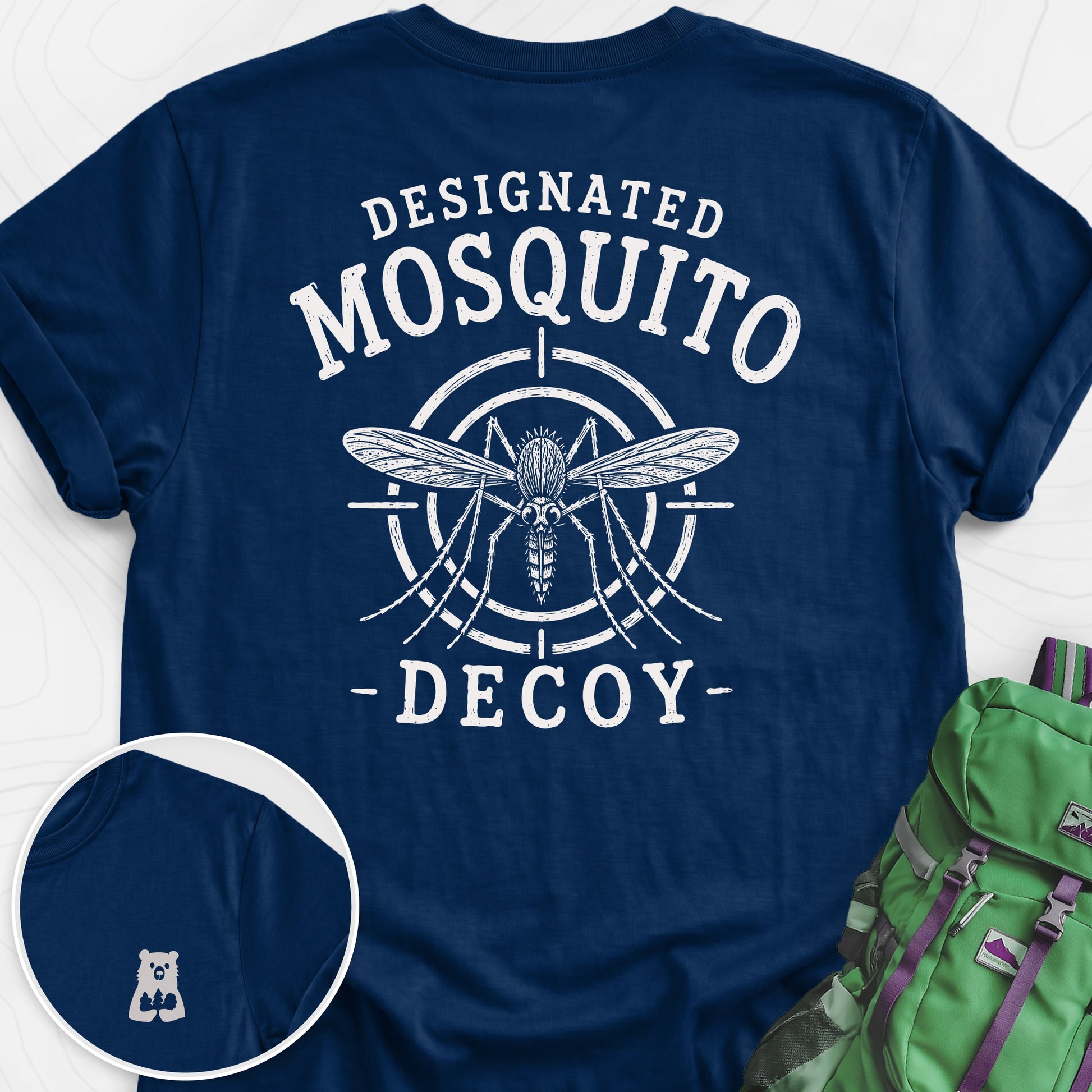 Designated Mosquito Decoy Navy back print lightweight T-shirt