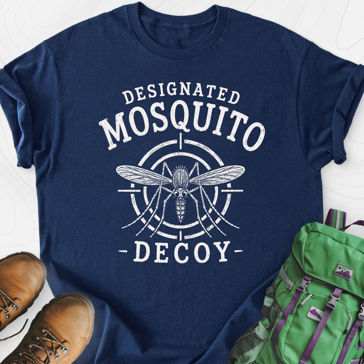 Designated Mosquito Decoy Navy front print lightweight T-shirt