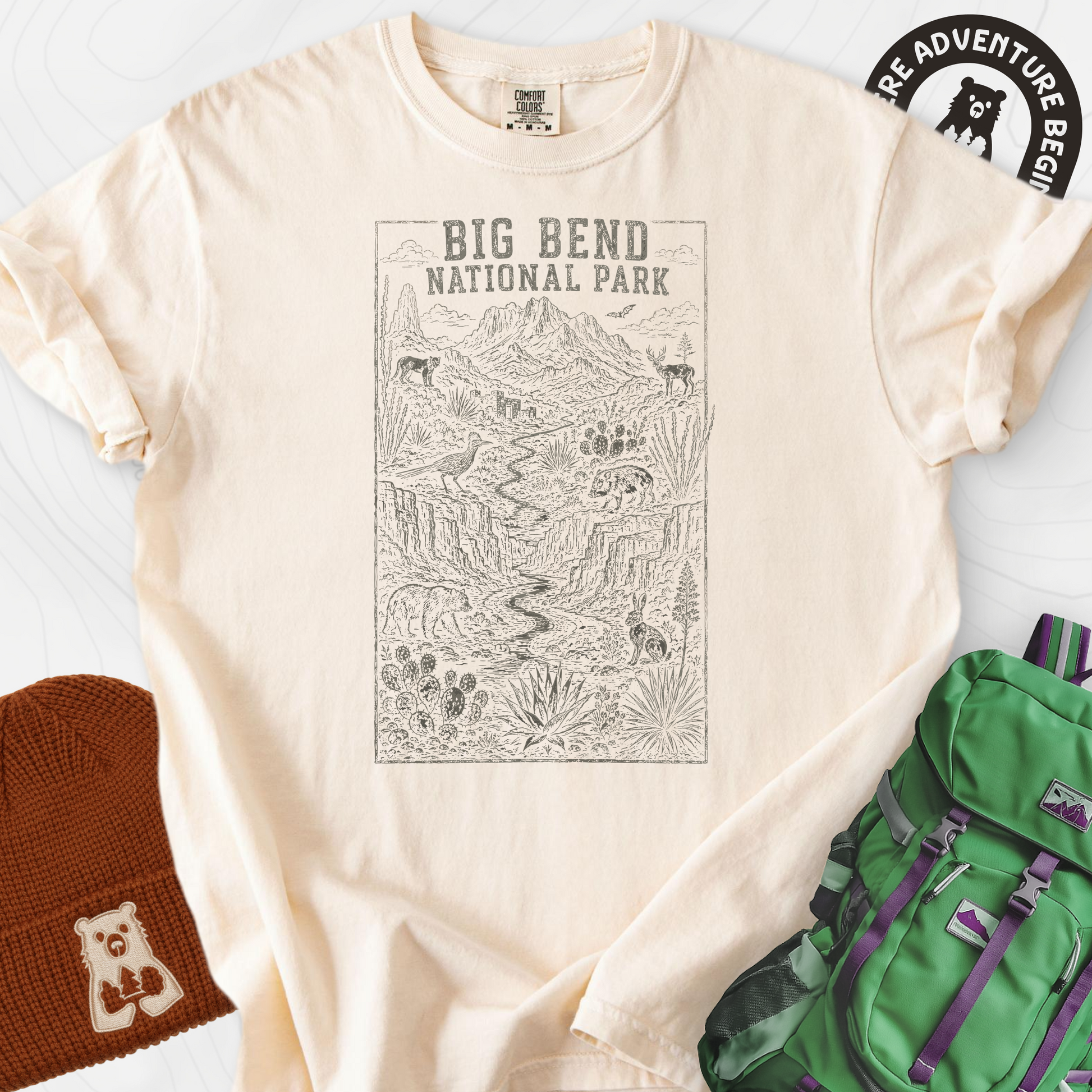 Big Bend Wildlife Ivory front print heavyweight T-shirt