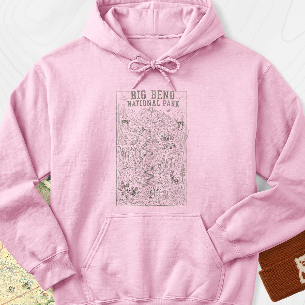 Big Bend Wildlife Hoodie - Light Pink