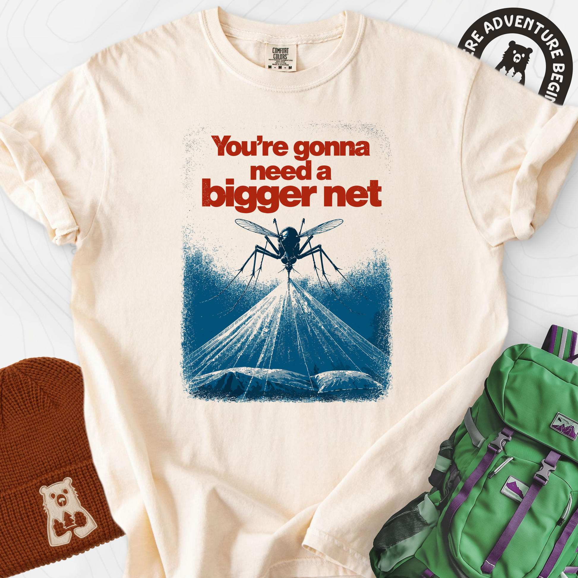 Need a Bigger Net Ivory front print heavyweight T-shirt