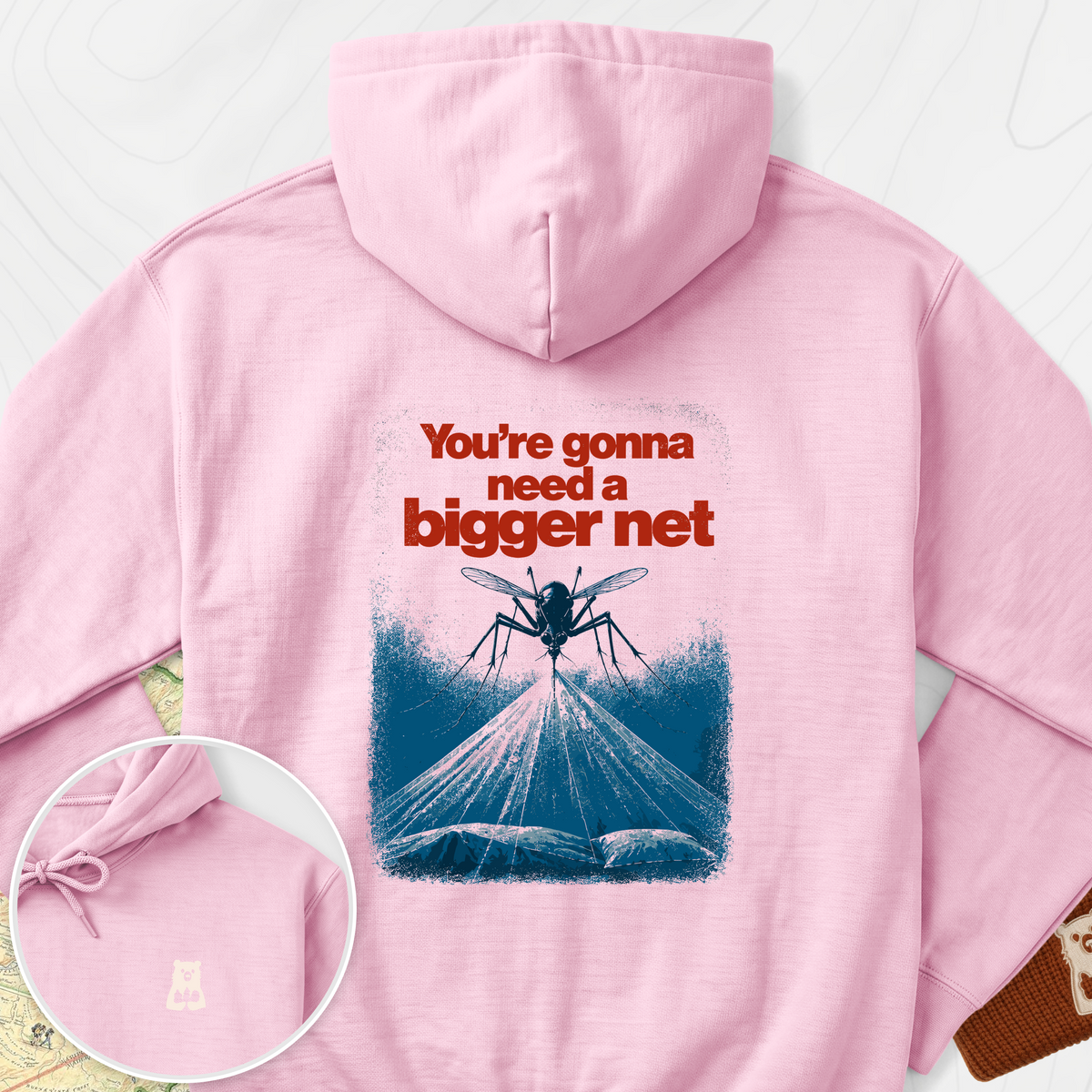 Need a Bigger Net Back Print Hoodie - Light Pink