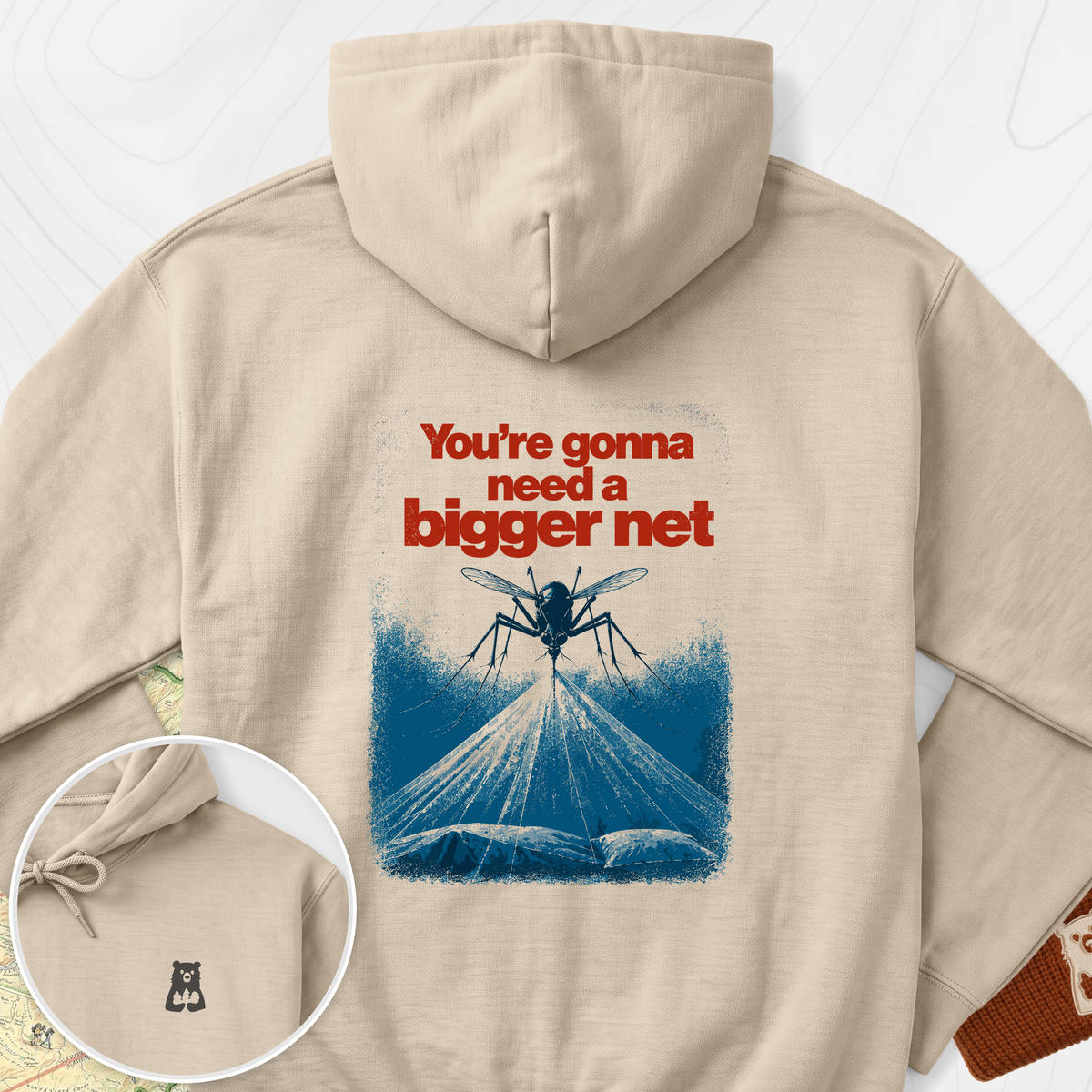 Need a Bigger Net Back Print Hoodie - Sand