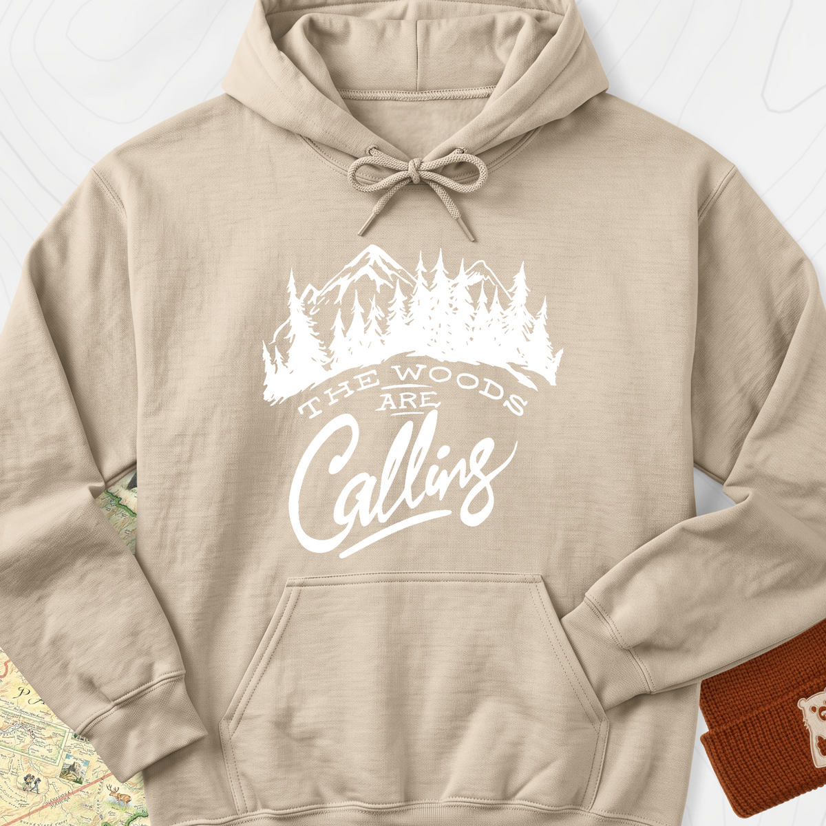The Woods Are Calling Hoodie - Sand