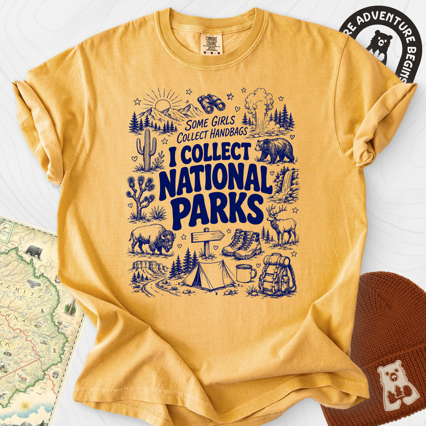 National Park Collector Mustard front print heavyweight T-shirt