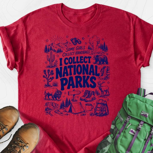 National Park Collector Heather Red front print lightweight T-shirt
