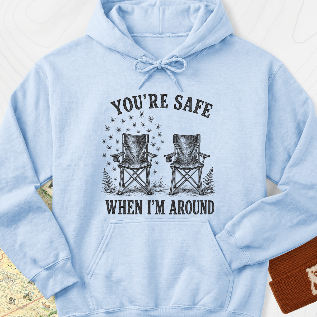 Safe When I'm Around Hoodie - Light Blue