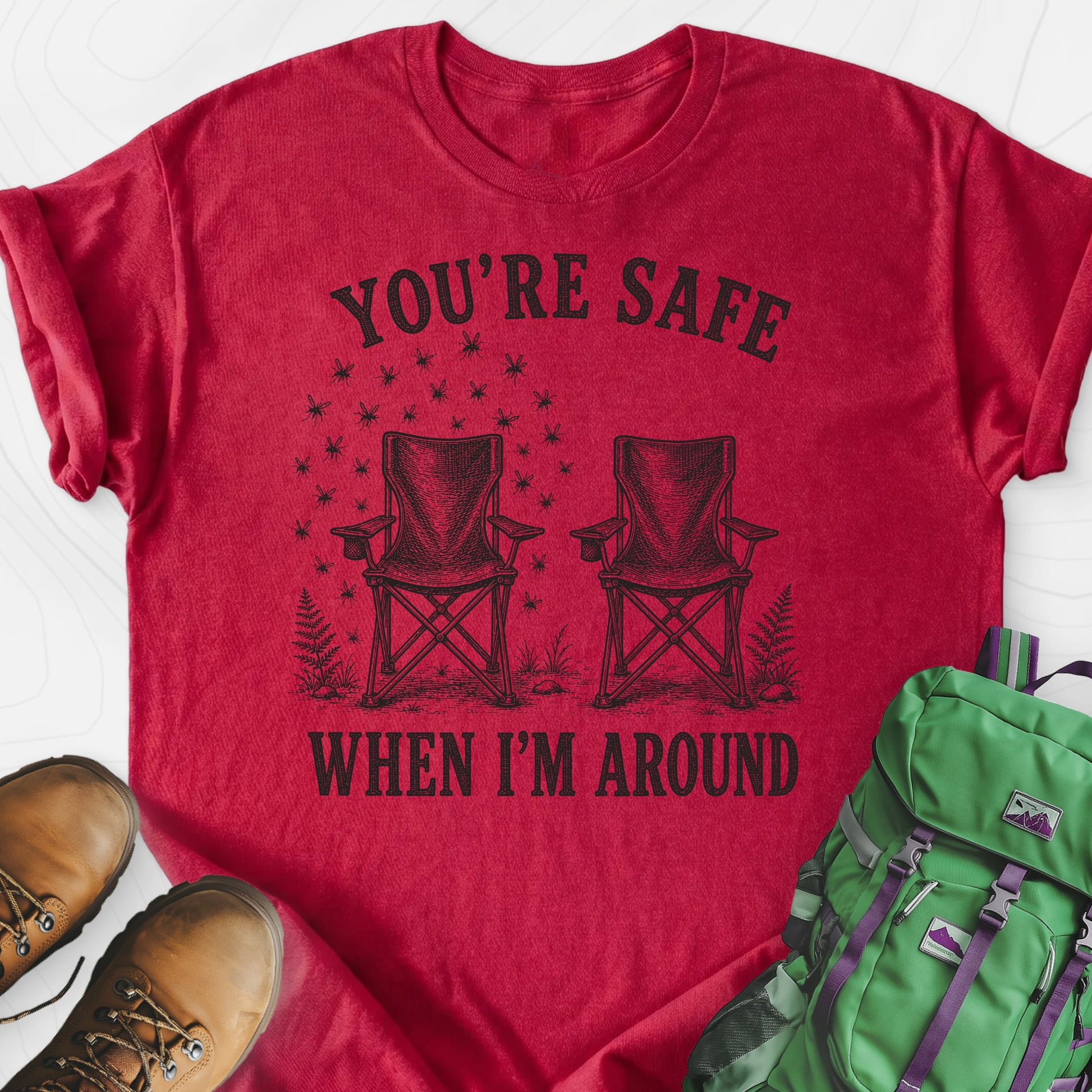 Safe When I'm Around Heather Red front print lightweight T-shirt