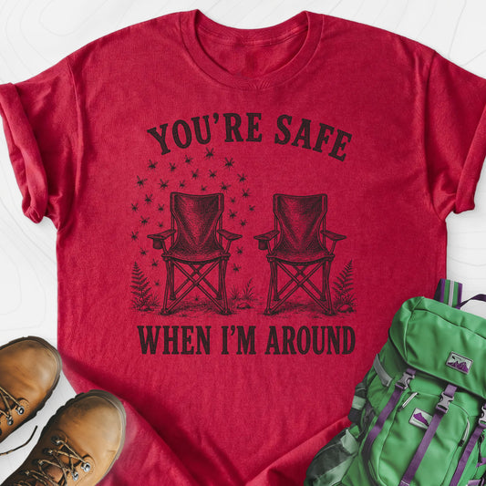 Safe When I'm Around Heather Red front print lightweight T-shirt