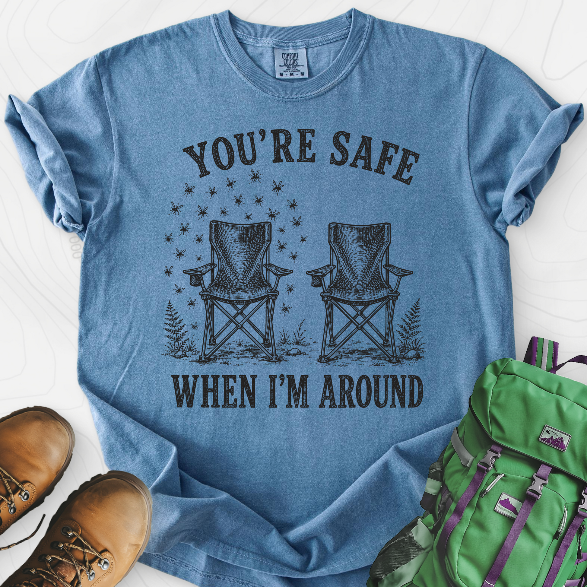 Safe When I'm Around Blue Jean front print heavyweight T-shirt