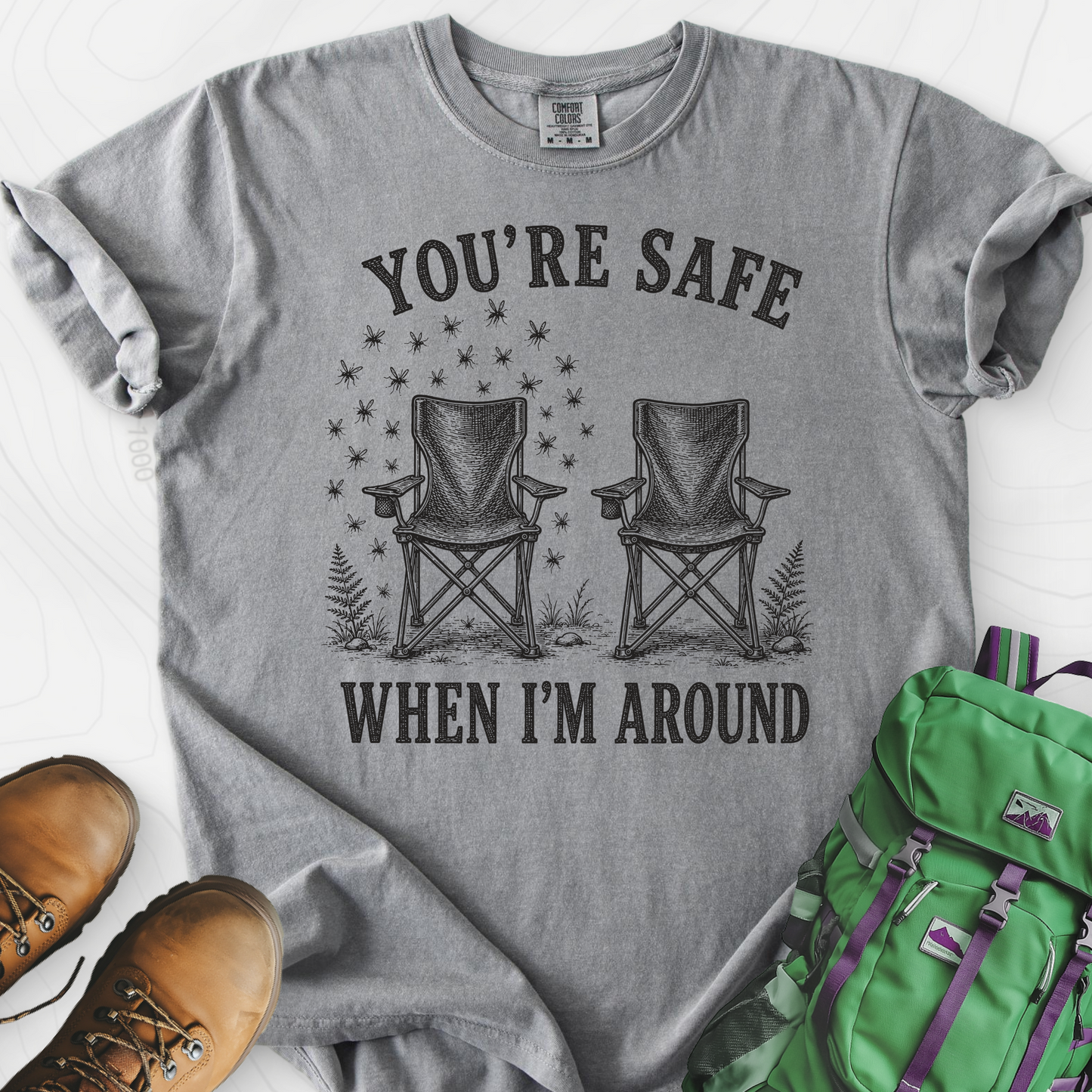 Safe When I'm Around Grey front print heavyweight T-shirt