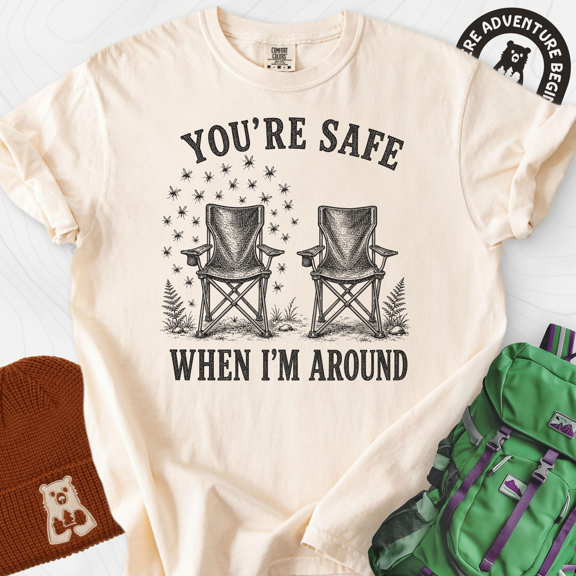 Safe When I'm Around Ivory front print heavyweight T-shirt