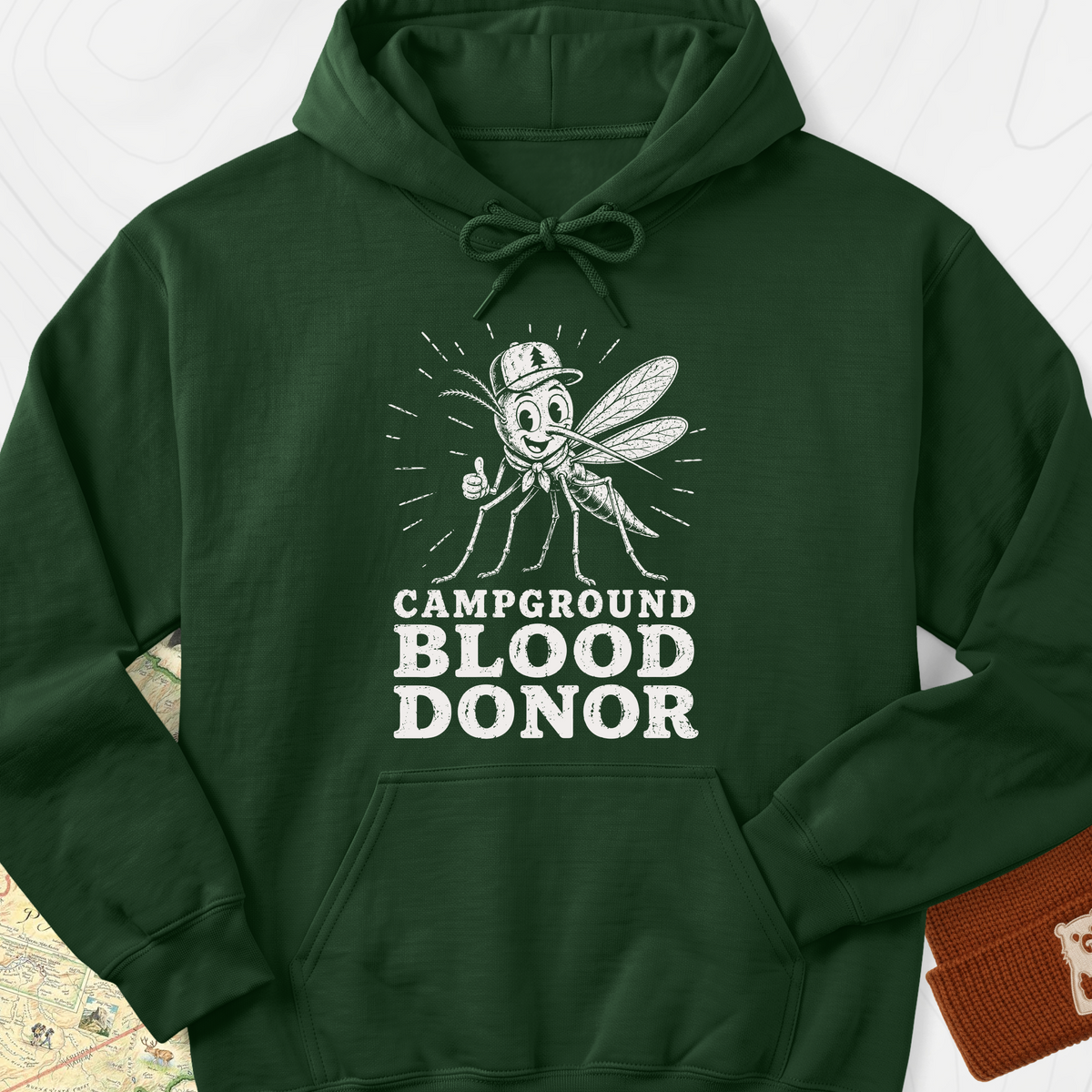 Campground Blood Donor Hoodie - Forest Green
