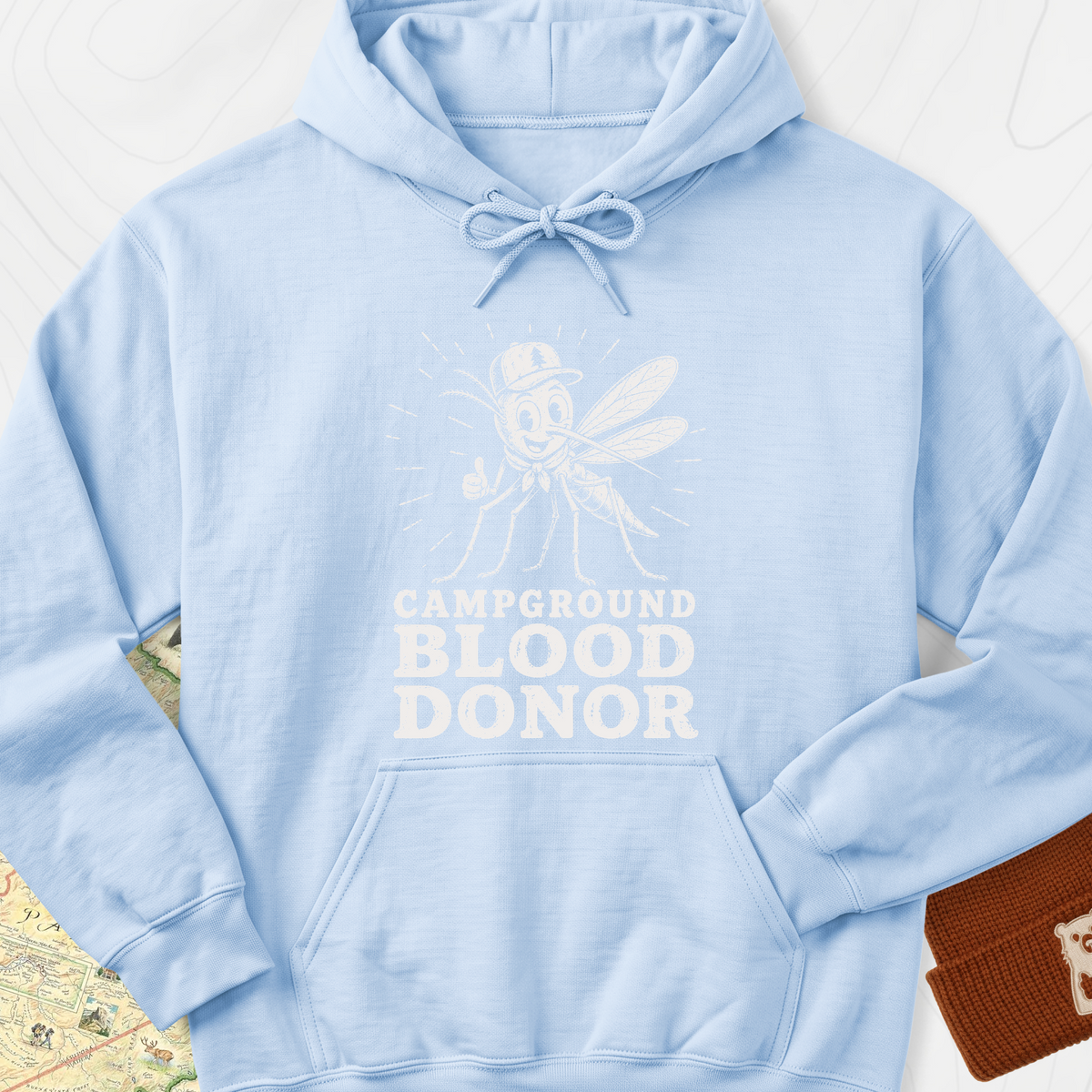 Campground Blood Donor Hoodie - Light Blue