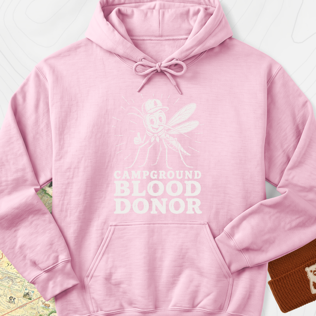 Campground Blood Donor Hoodie - Light Pink