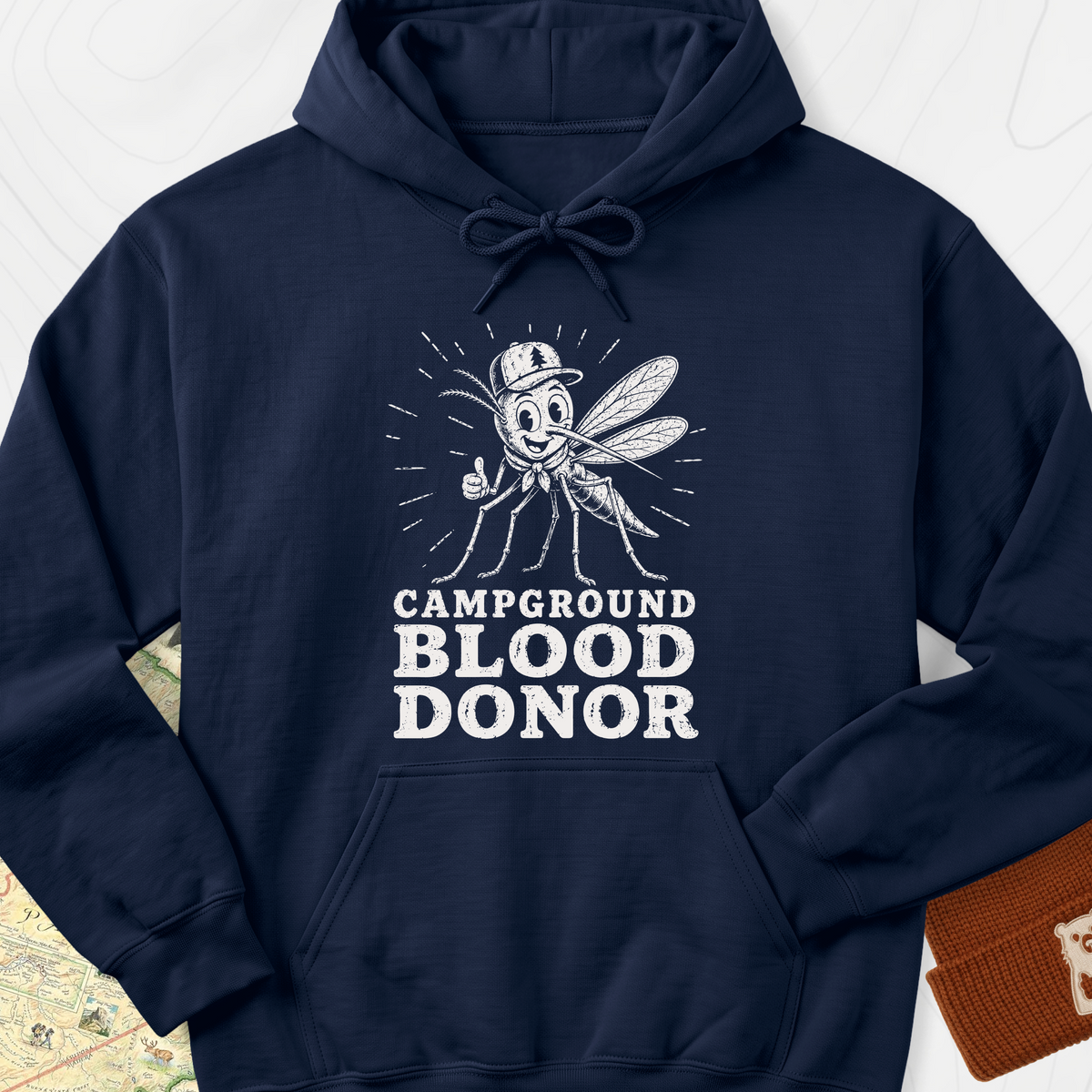 Campground Blood Donor Hoodie - Navy