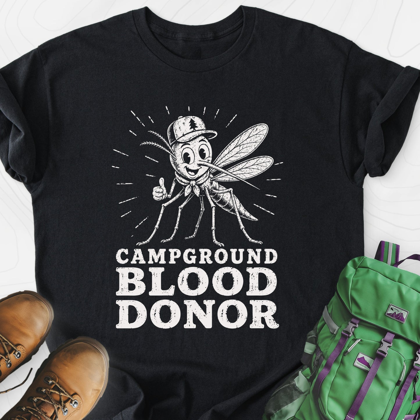 Campground Blood Donor Black front print lightweight T-shirt