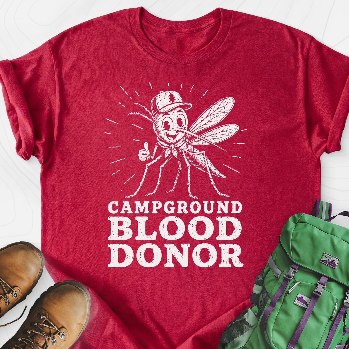 Campground Blood Donor Heather Red front print lightweight T-shirt