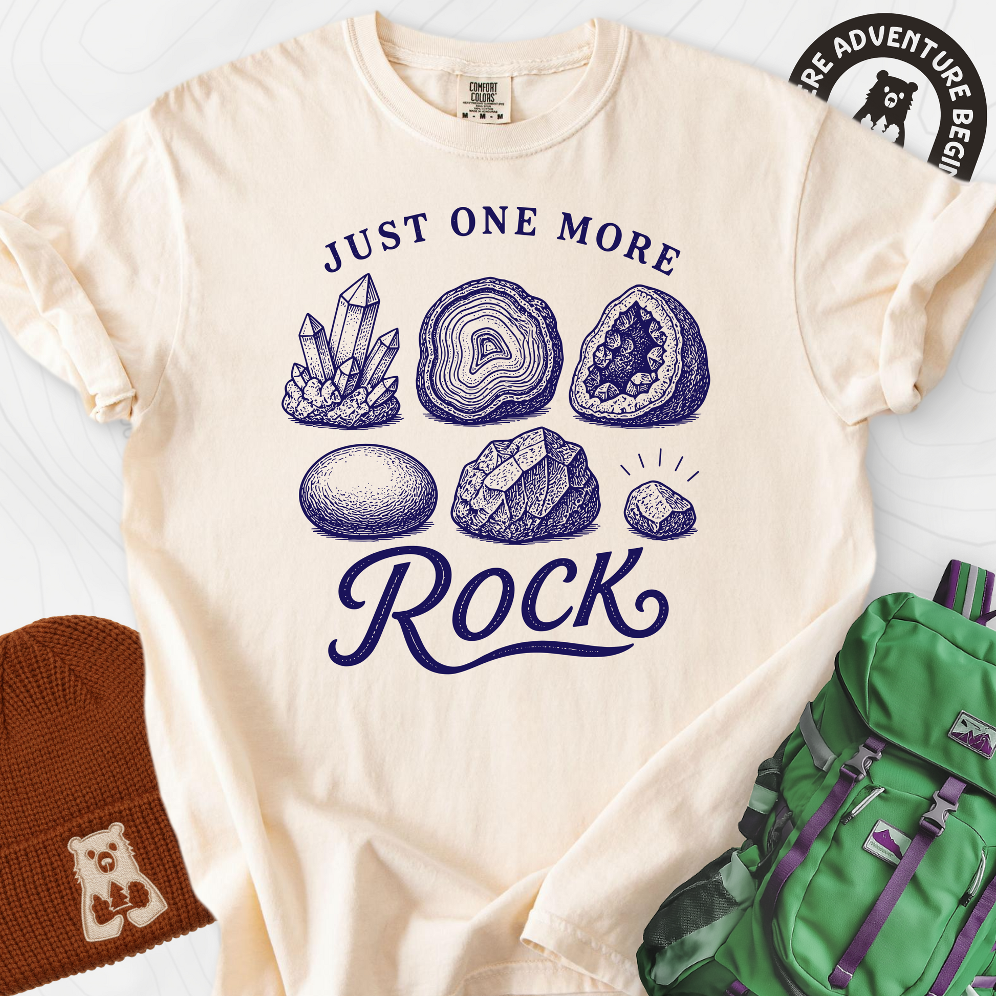 Just One More Rock Ivory front print heavyweight T-shirt