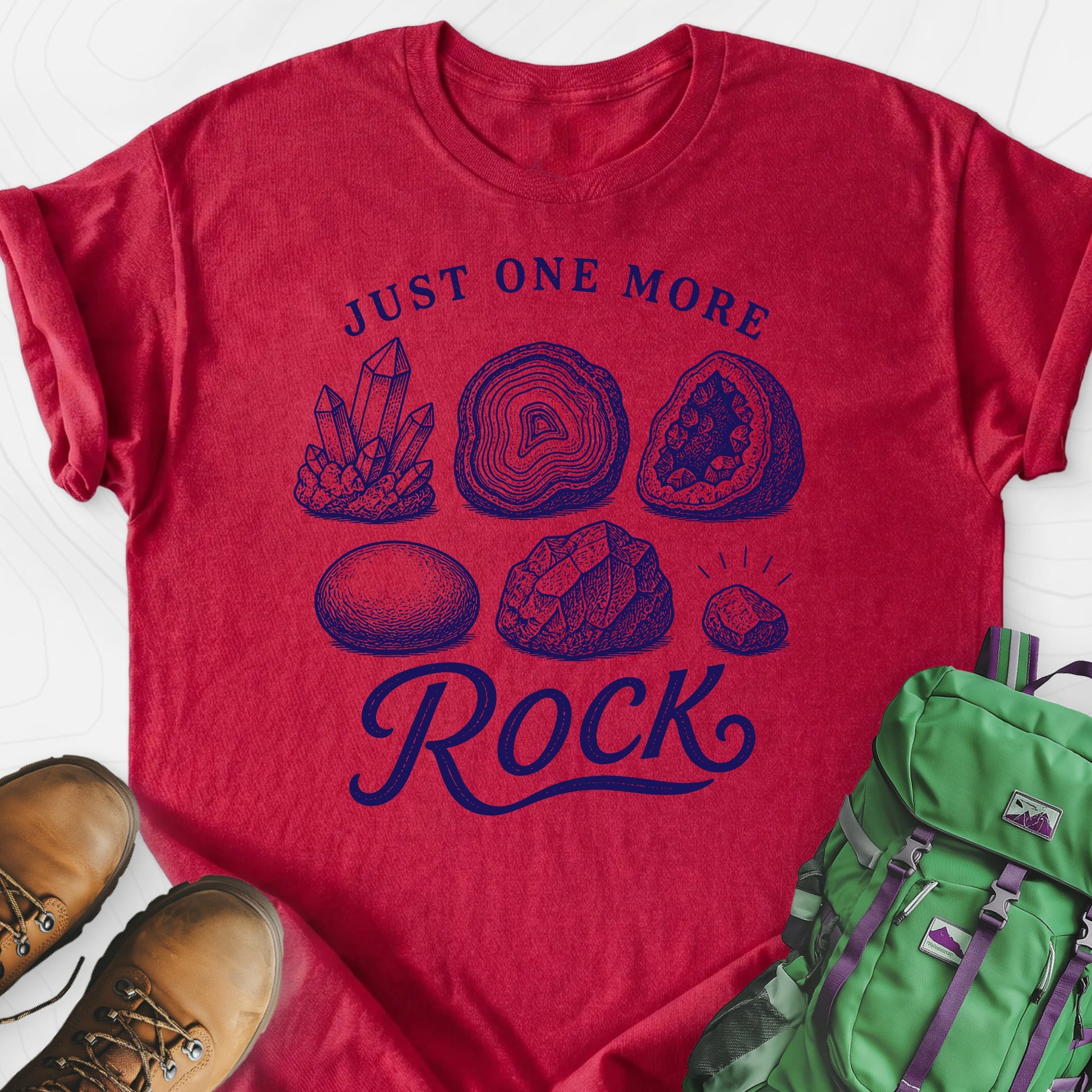 Just One More Rock Heather Red front print lightweight T-shirt