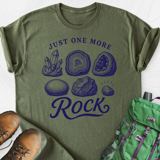 Just One More Rock Military Green front print lightweight T-shirt