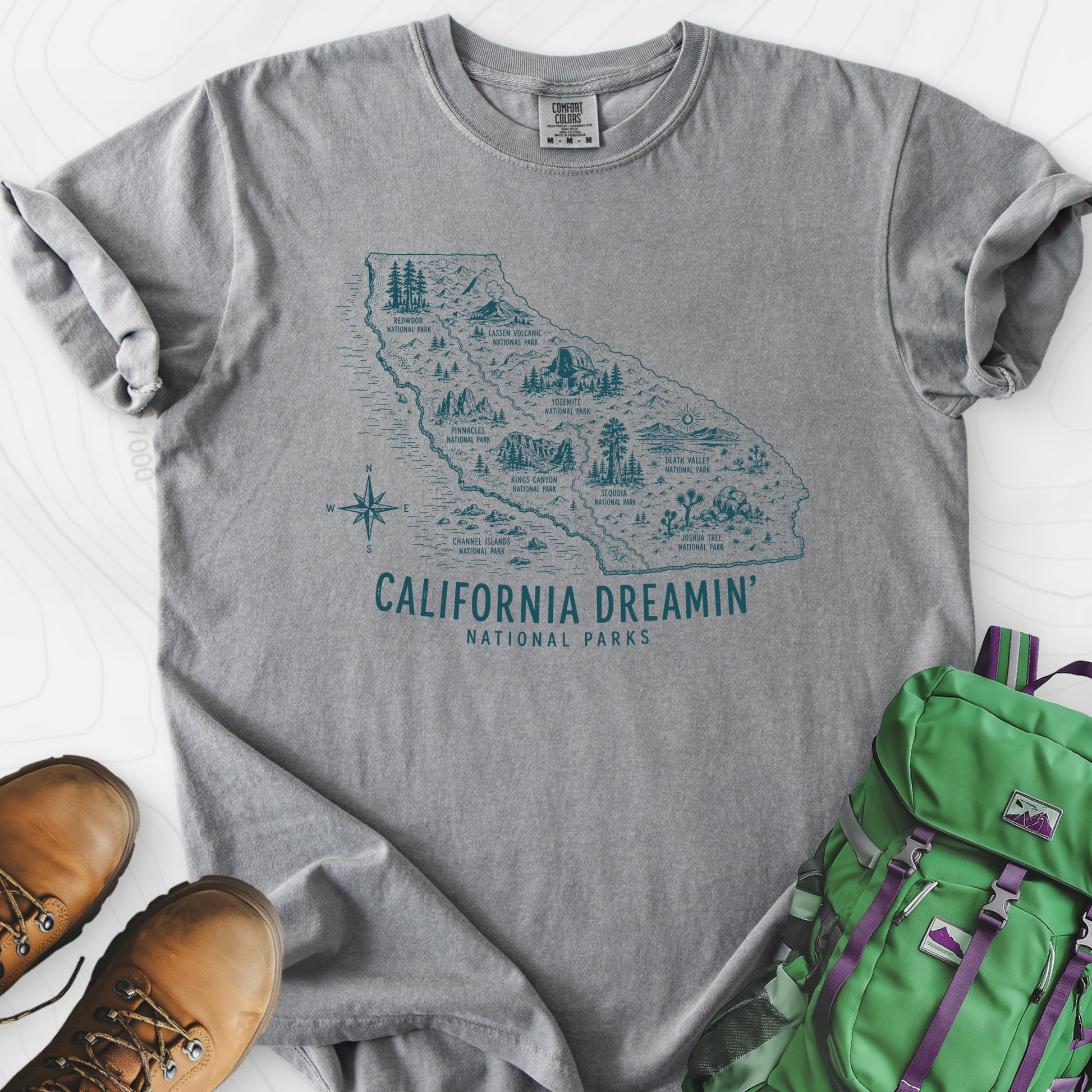 California Park Dreamin' Grey front print heavyweight T-shirt