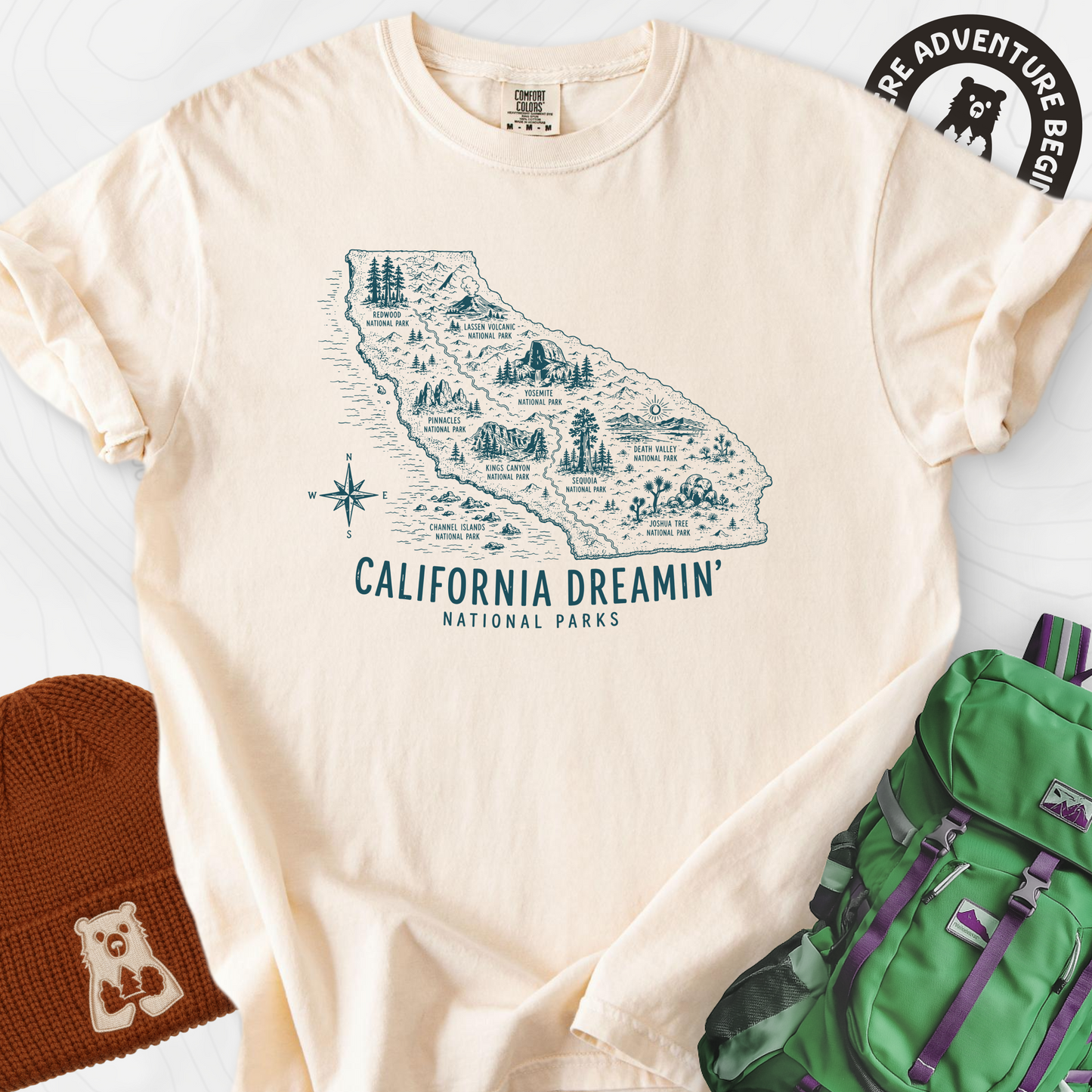 California Park Dreamin' Ivory front print heavyweight T-shirt