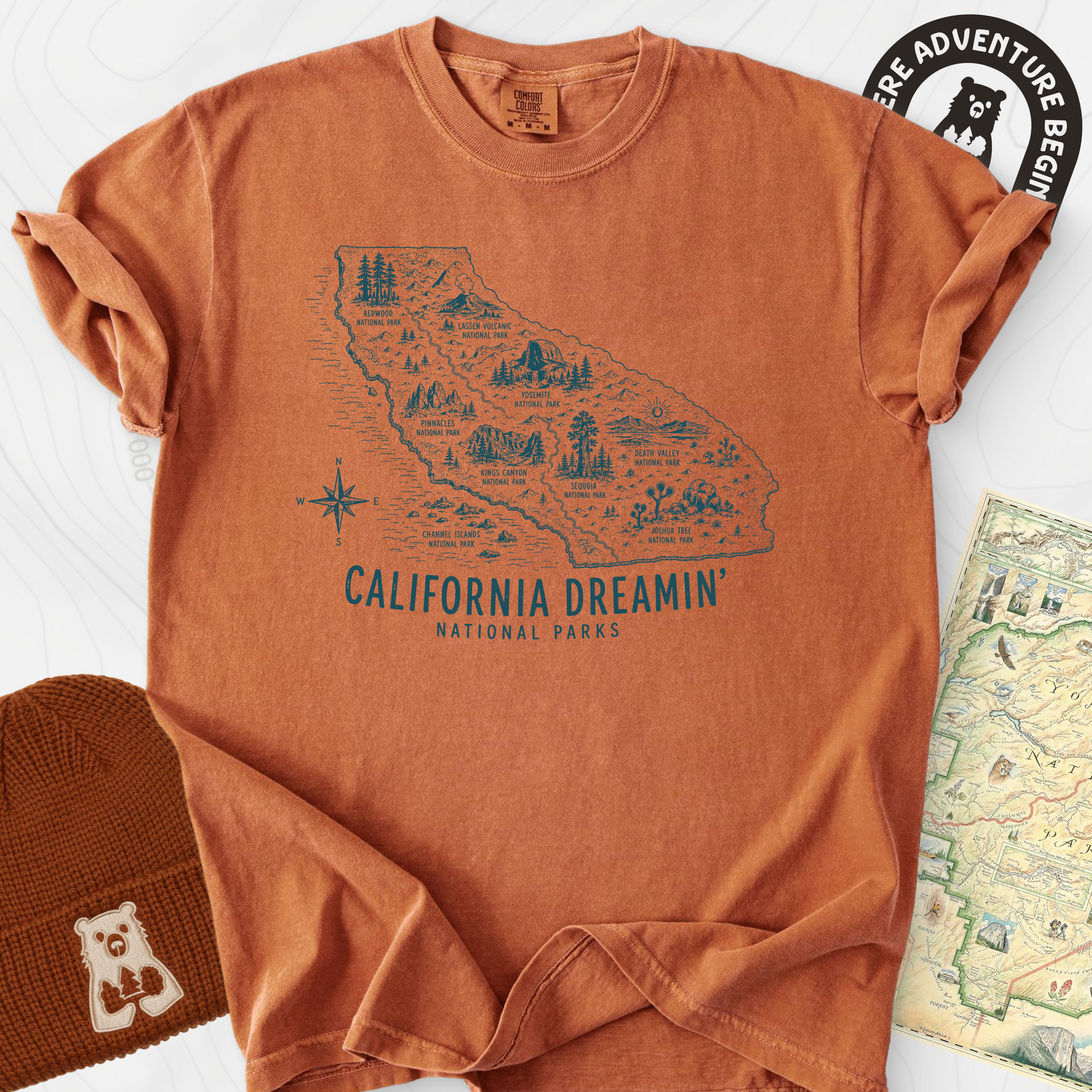 California Park Dreamin' Yam front print heavyweight T-shirt