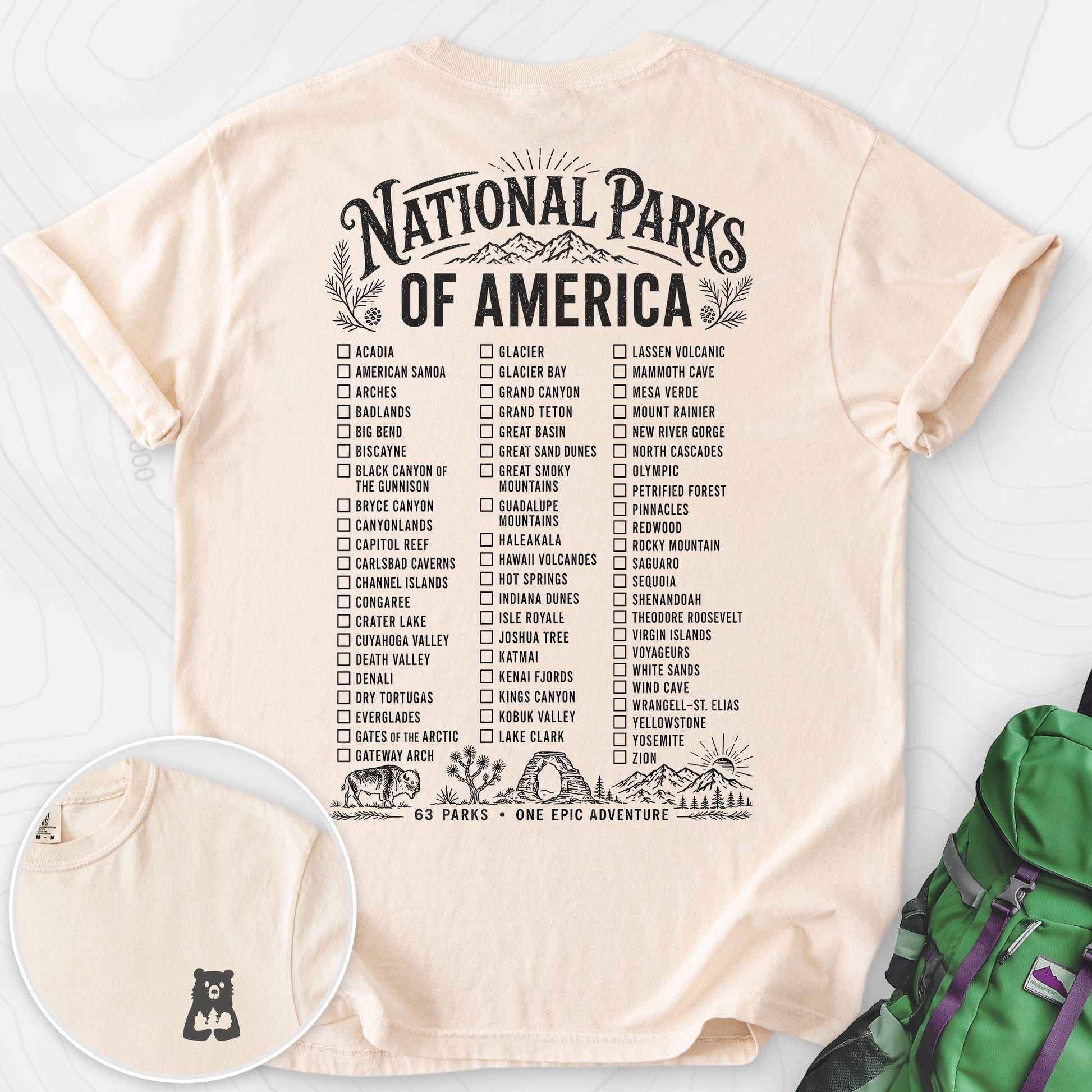 National Parks of America Ivory back print heavyweight T-shirt