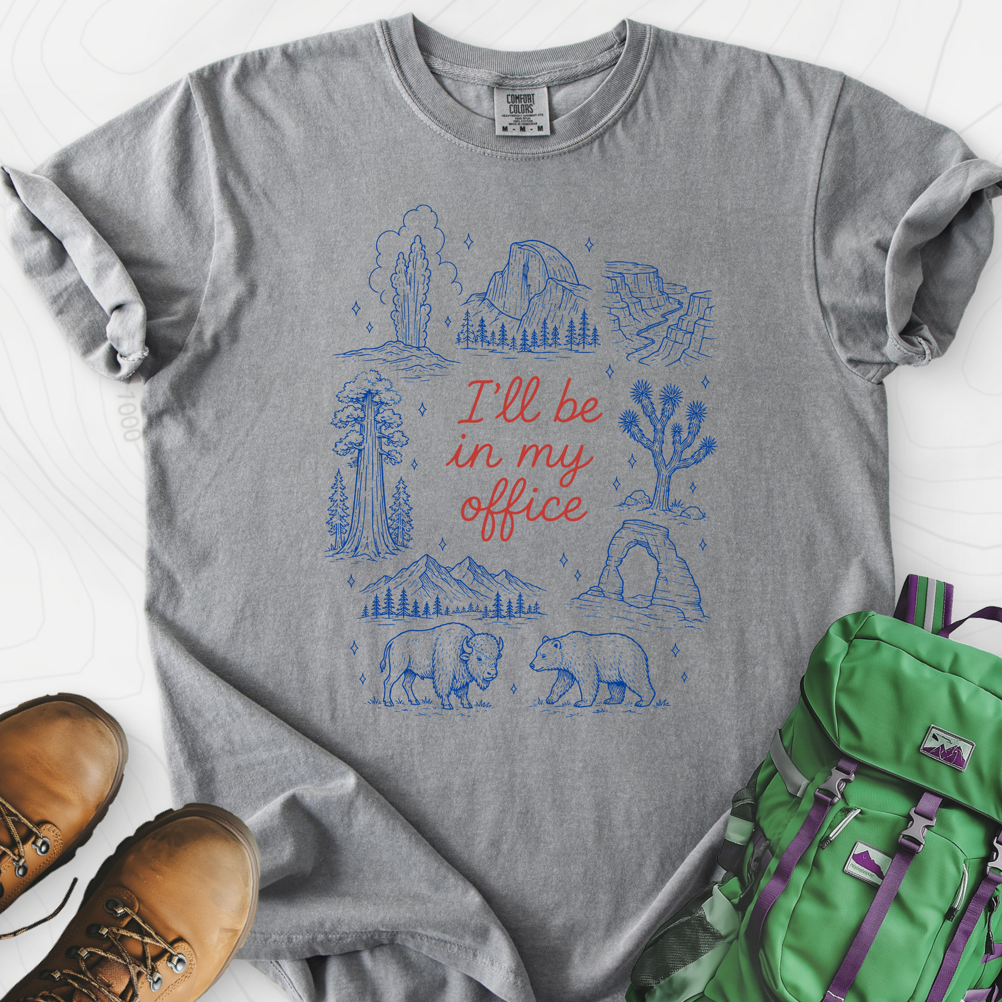 In My Park Office Grey front print heavyweight T-shirt