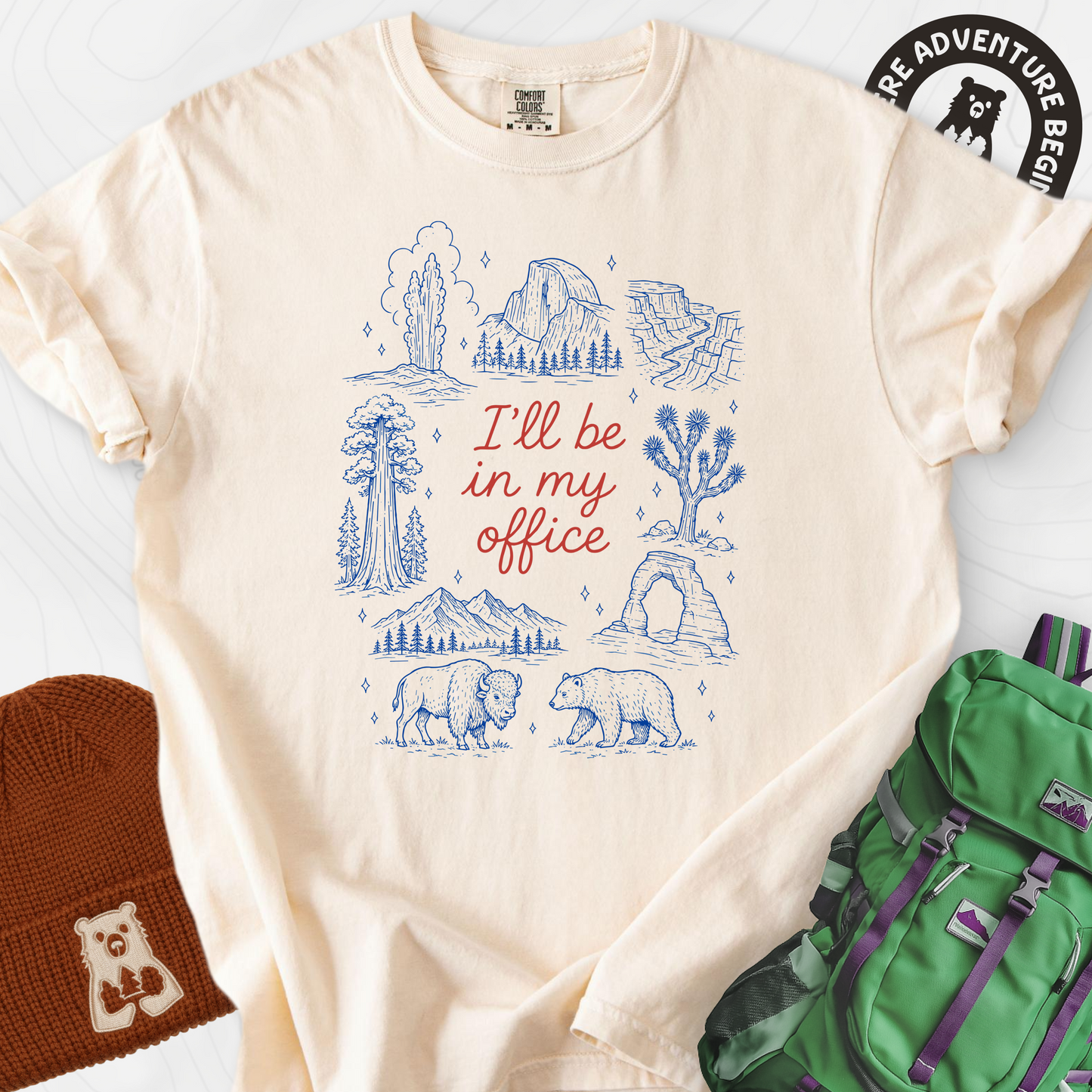 In My Park Office Ivory front print heavyweight T-shirt