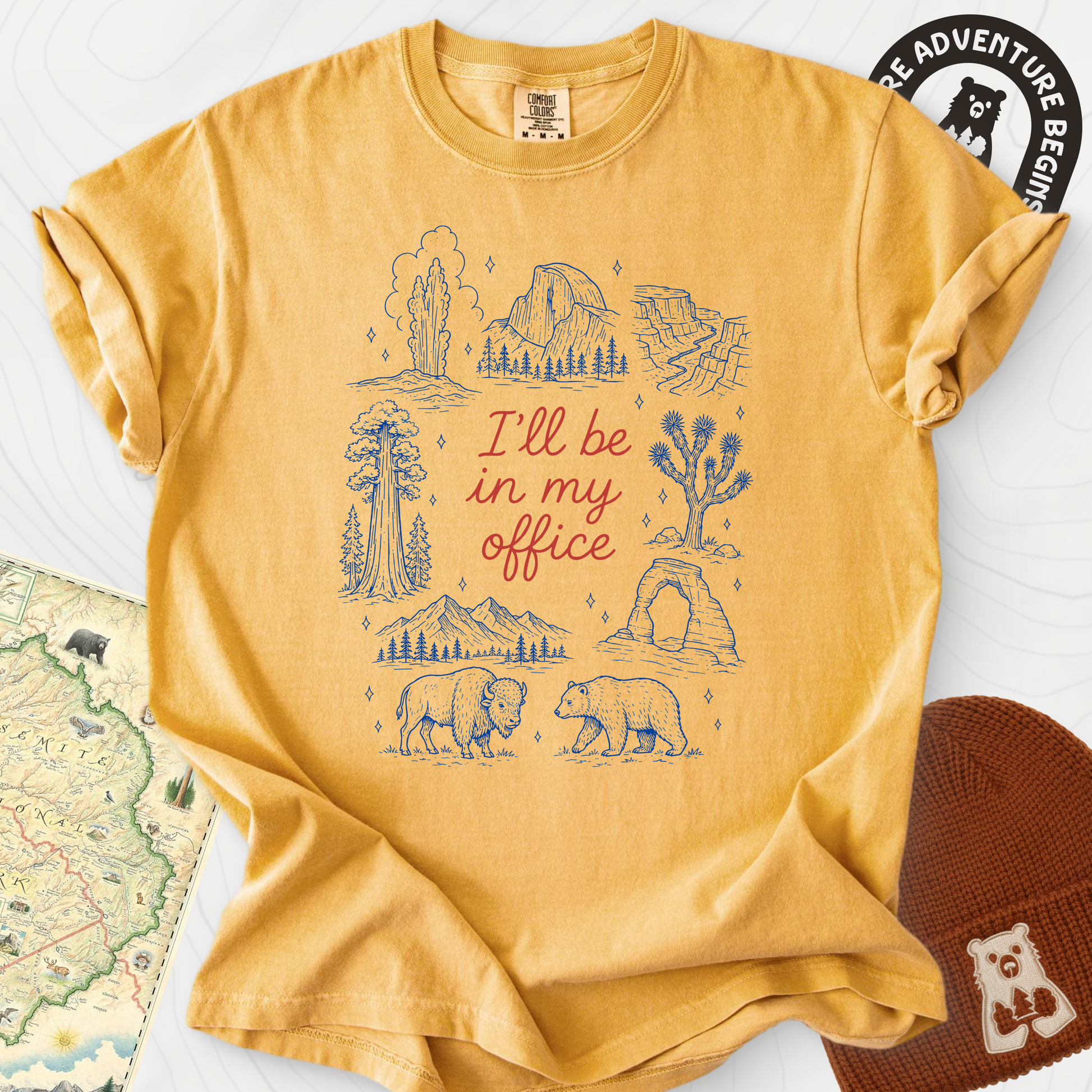 In My Park Office Mustard front print heavyweight T-shirt