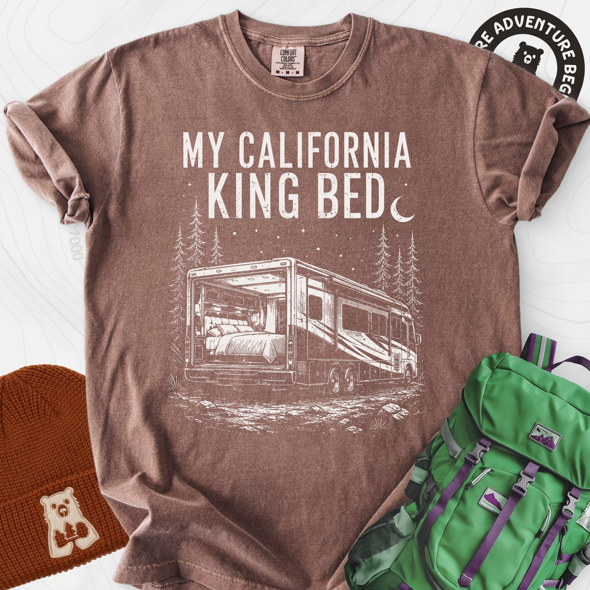 California King Bed Espresso front print heavyweight T-shirt