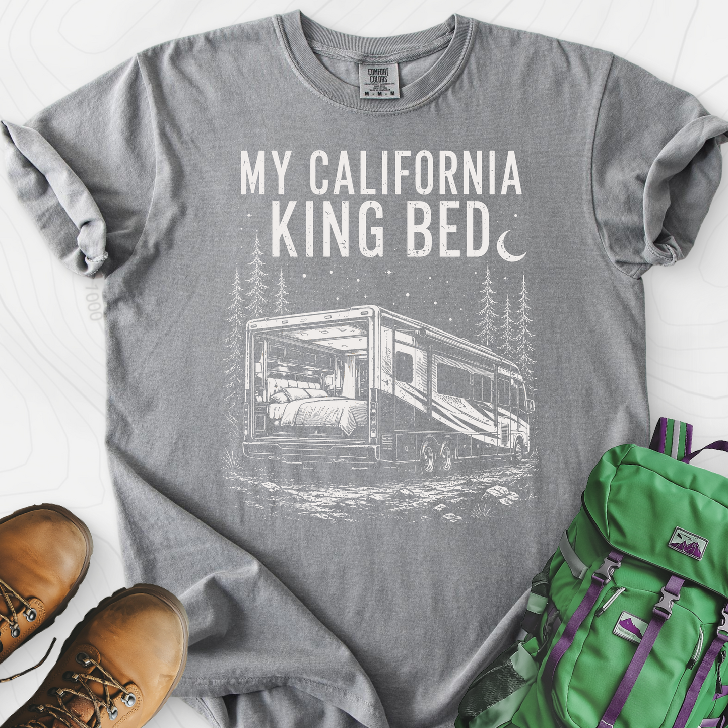 California King Bed Grey front print heavyweight T-shirt