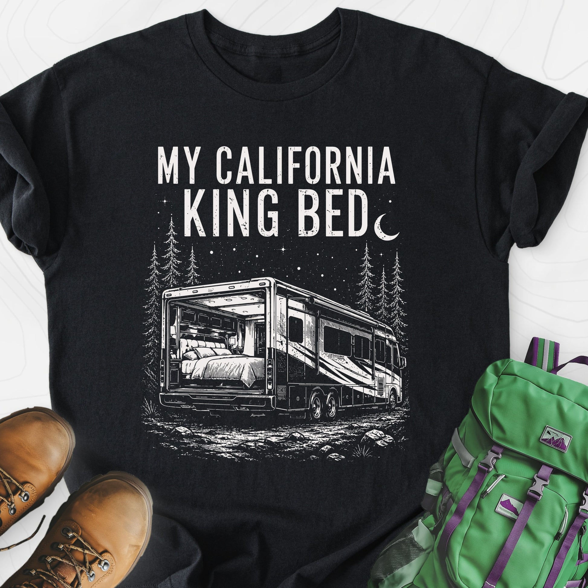 California King Bed Black front print lightweight T-shirt