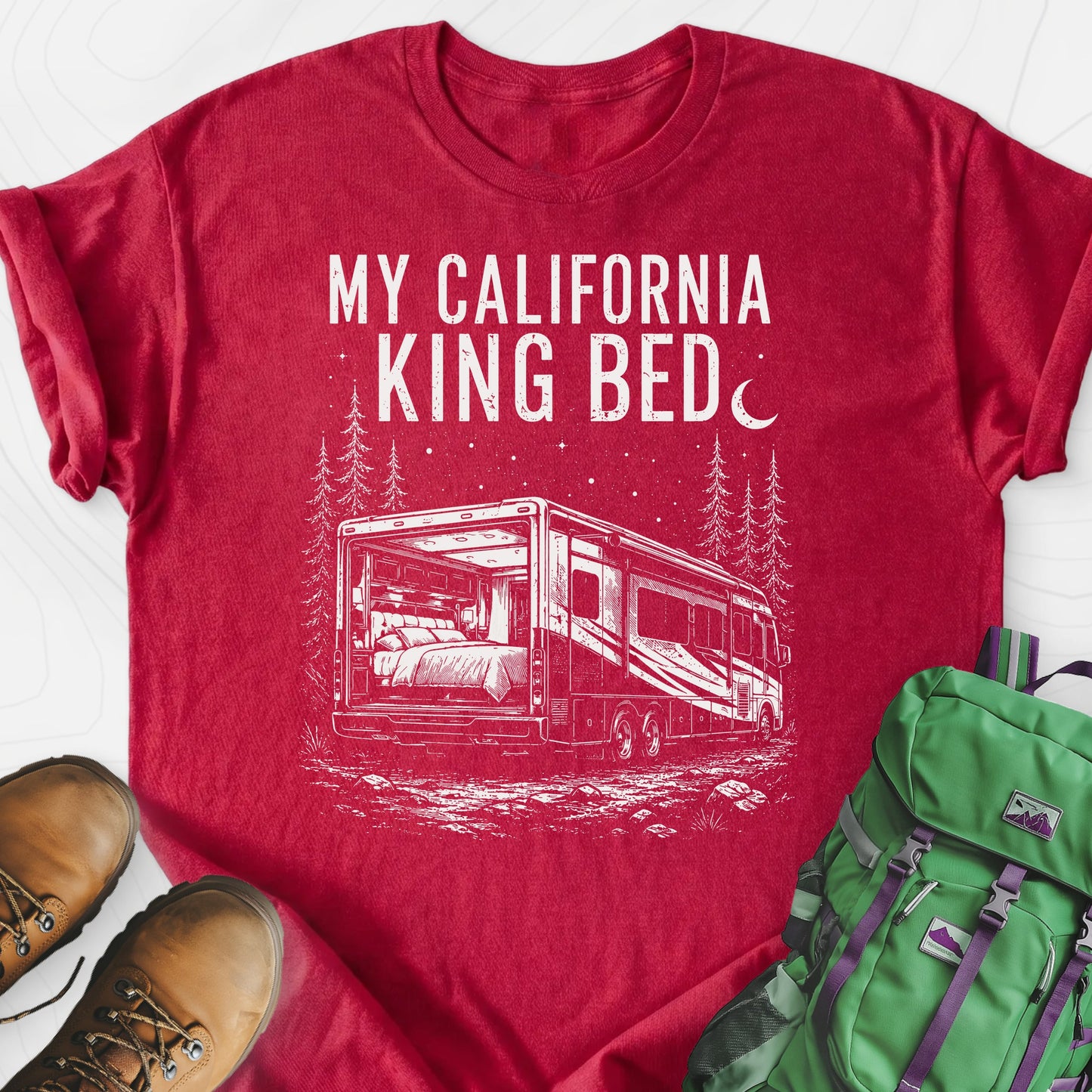 California King Bed Heather Red front print lightweight T-shirt