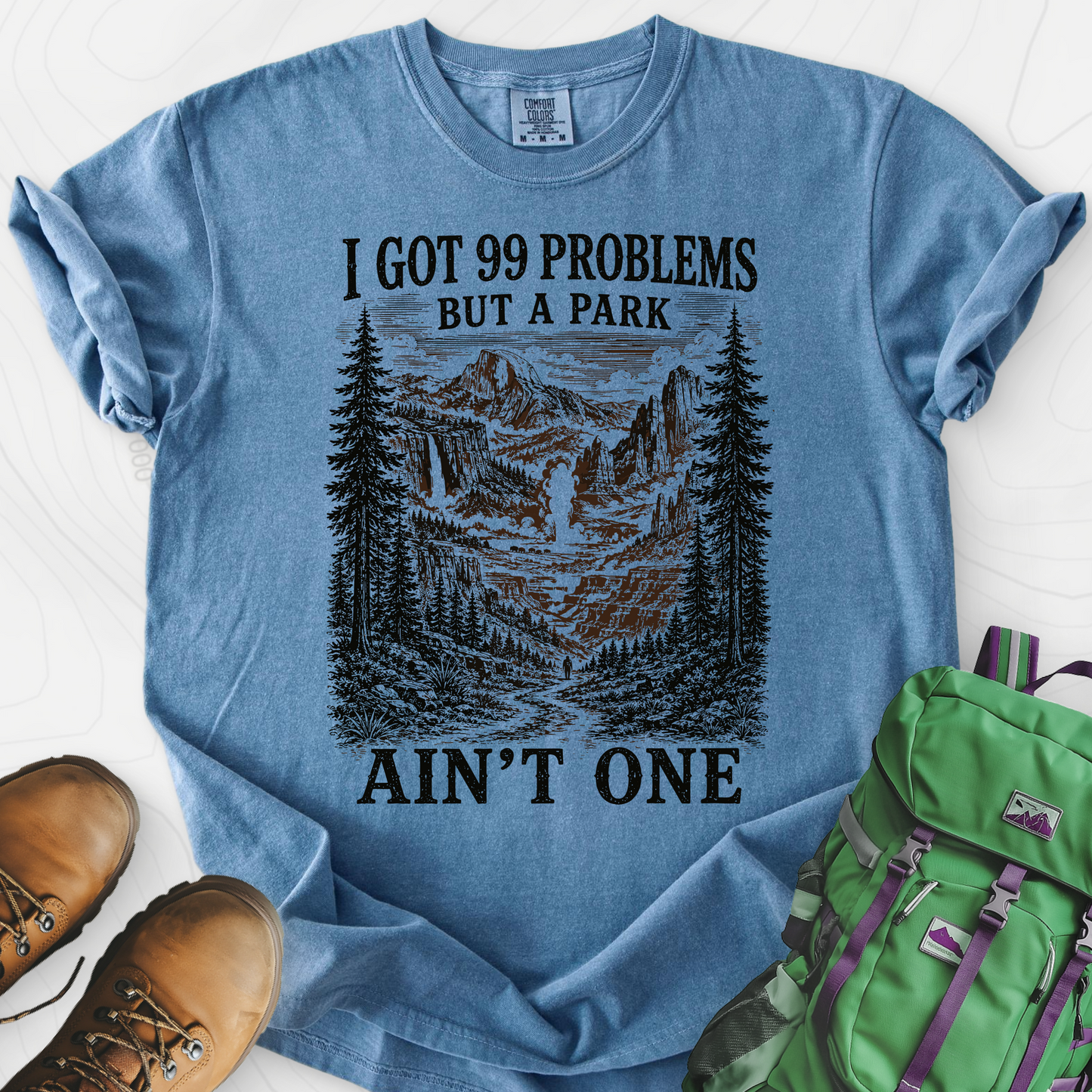 99 Problems Blue Jean front print heavyweight T-shirt