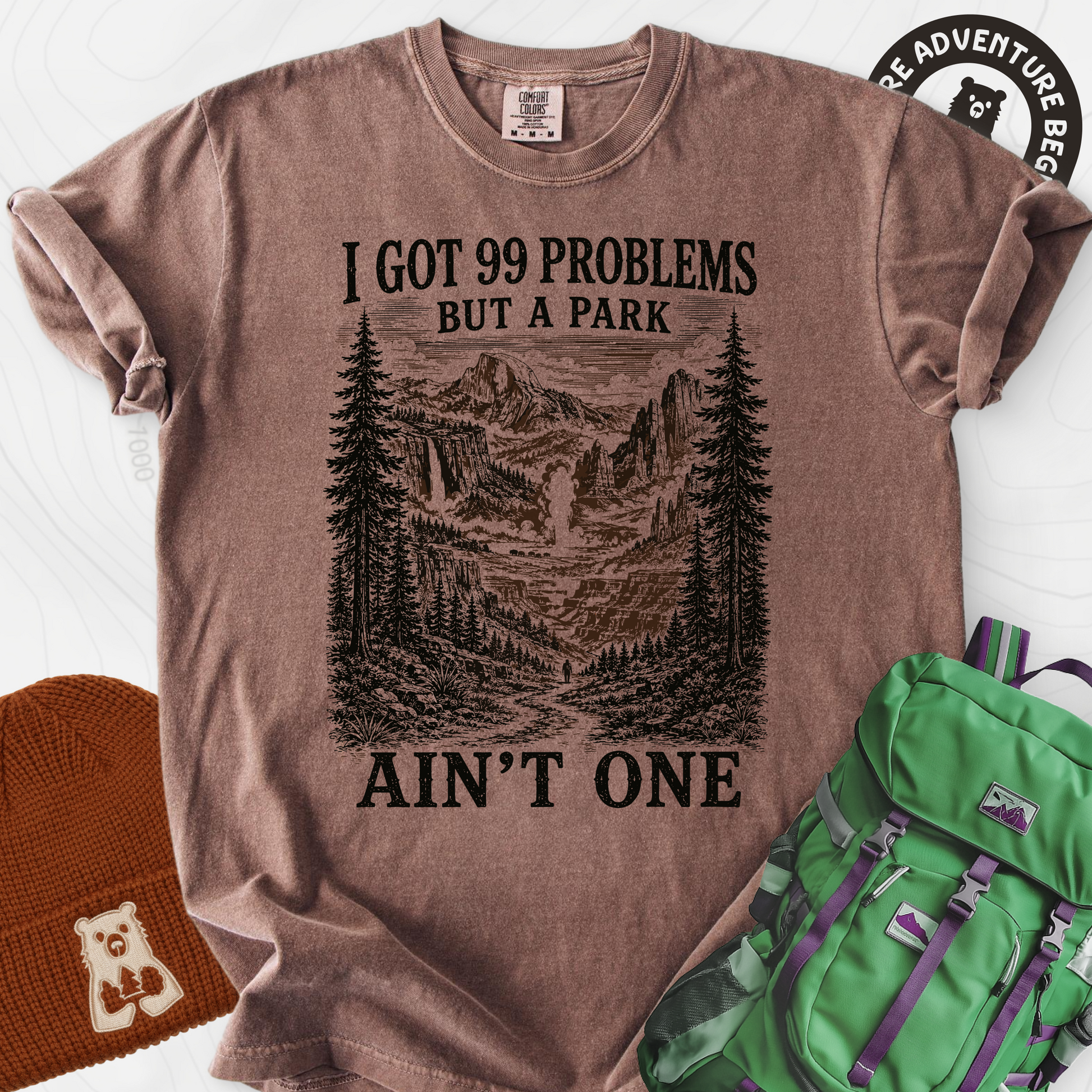 99 Problems Espresso front print heavyweight T-shirt