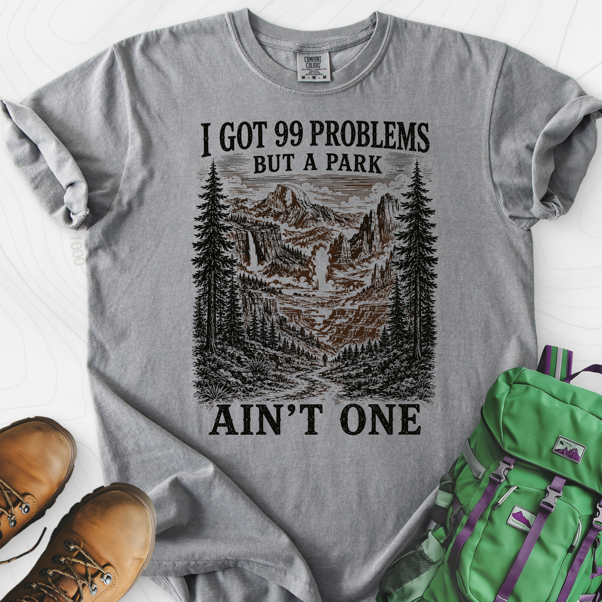 99 Problems Grey front print heavyweight T-shirt