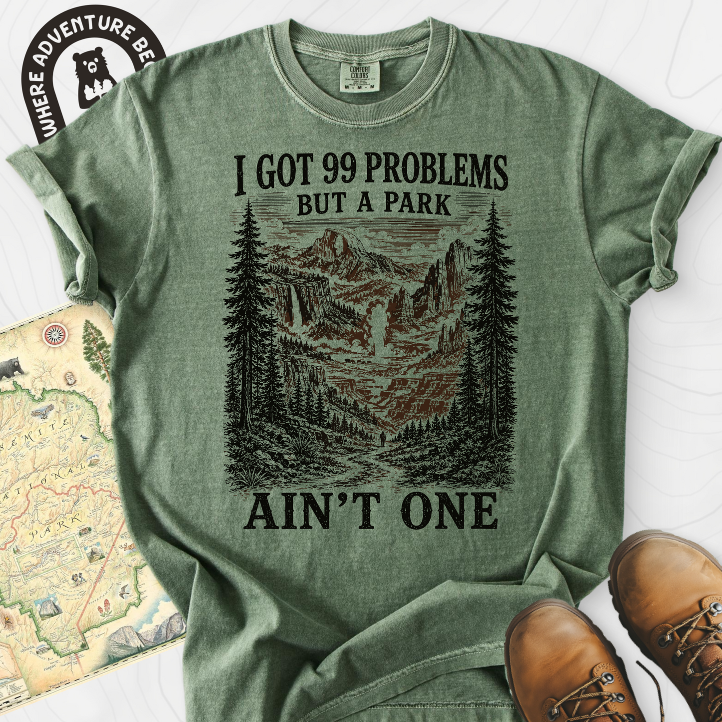 99 Problems Moss front print heavyweight T-shirt