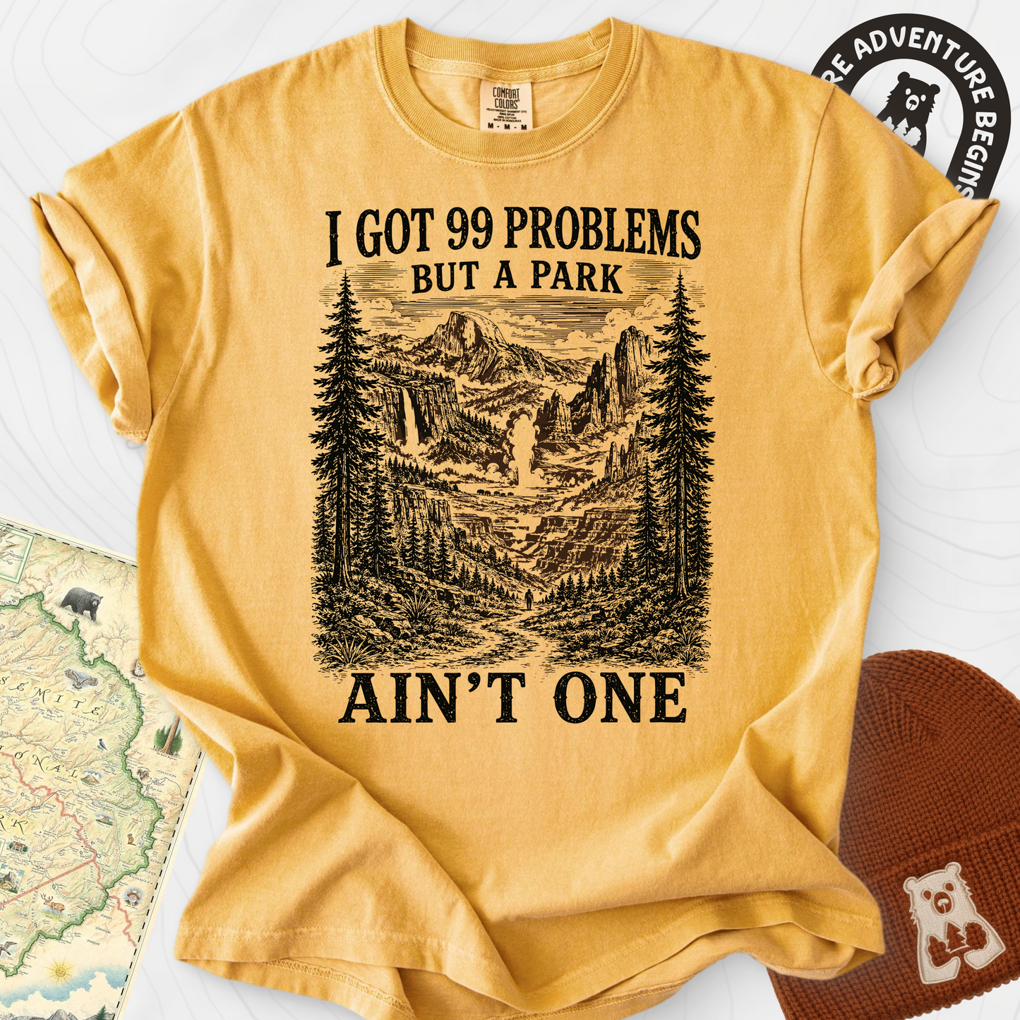 99 Problems Mustard front print heavyweight T-shirt