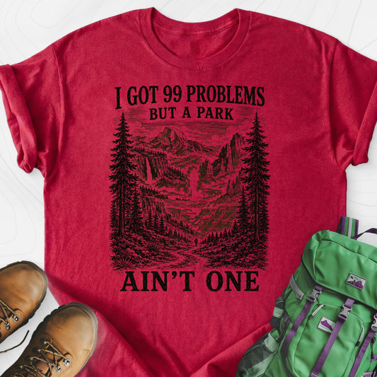 99 Problems Heather Red front print lightweight T-shirt
