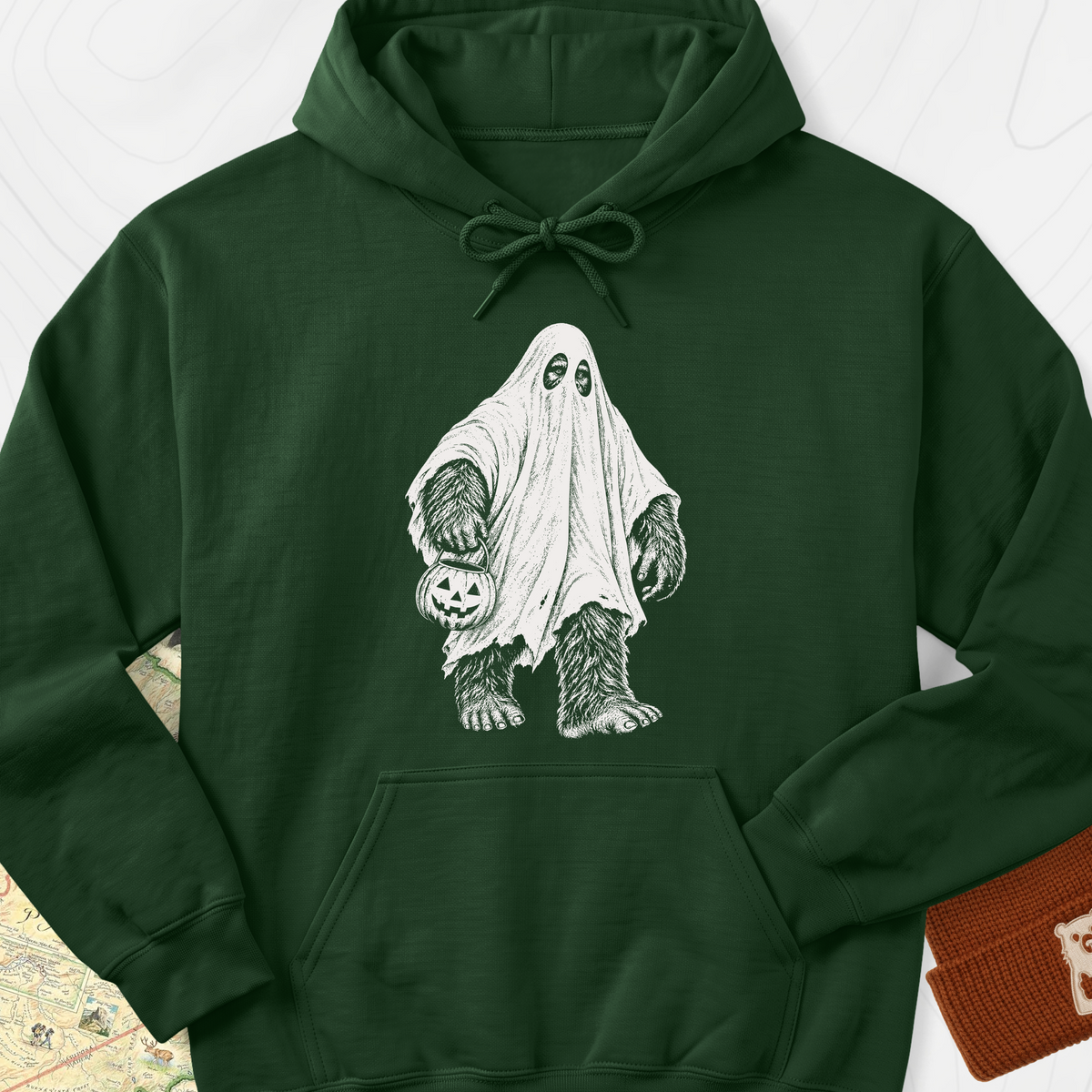 Bigfoot Ghost Hoodie - Forest Green