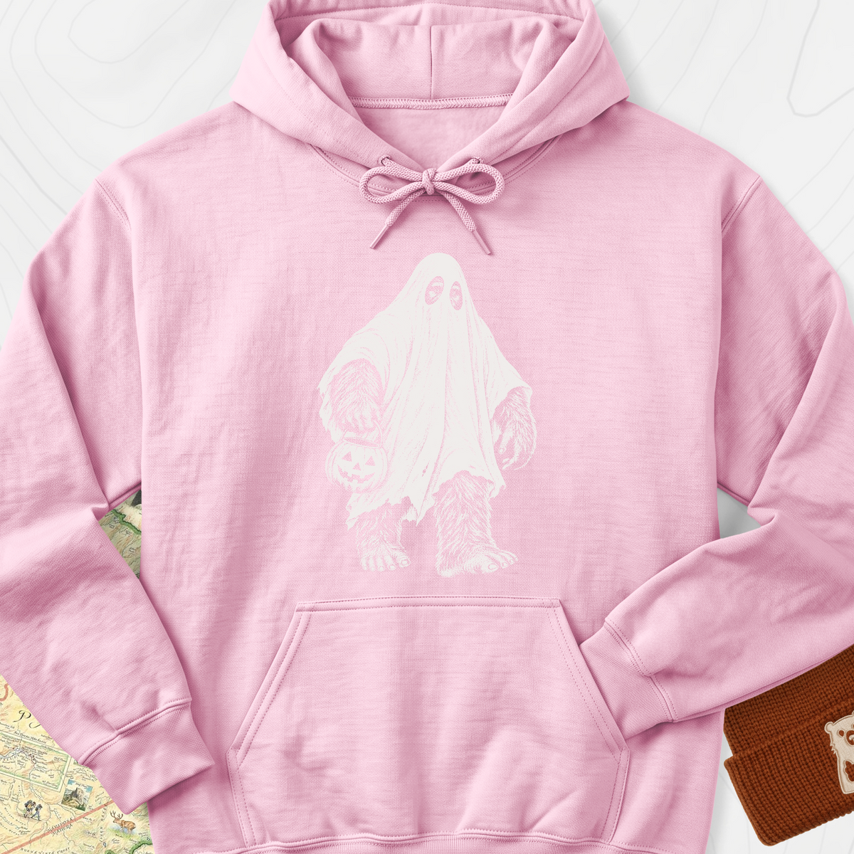 Bigfoot Ghost Hoodie - Light Pink