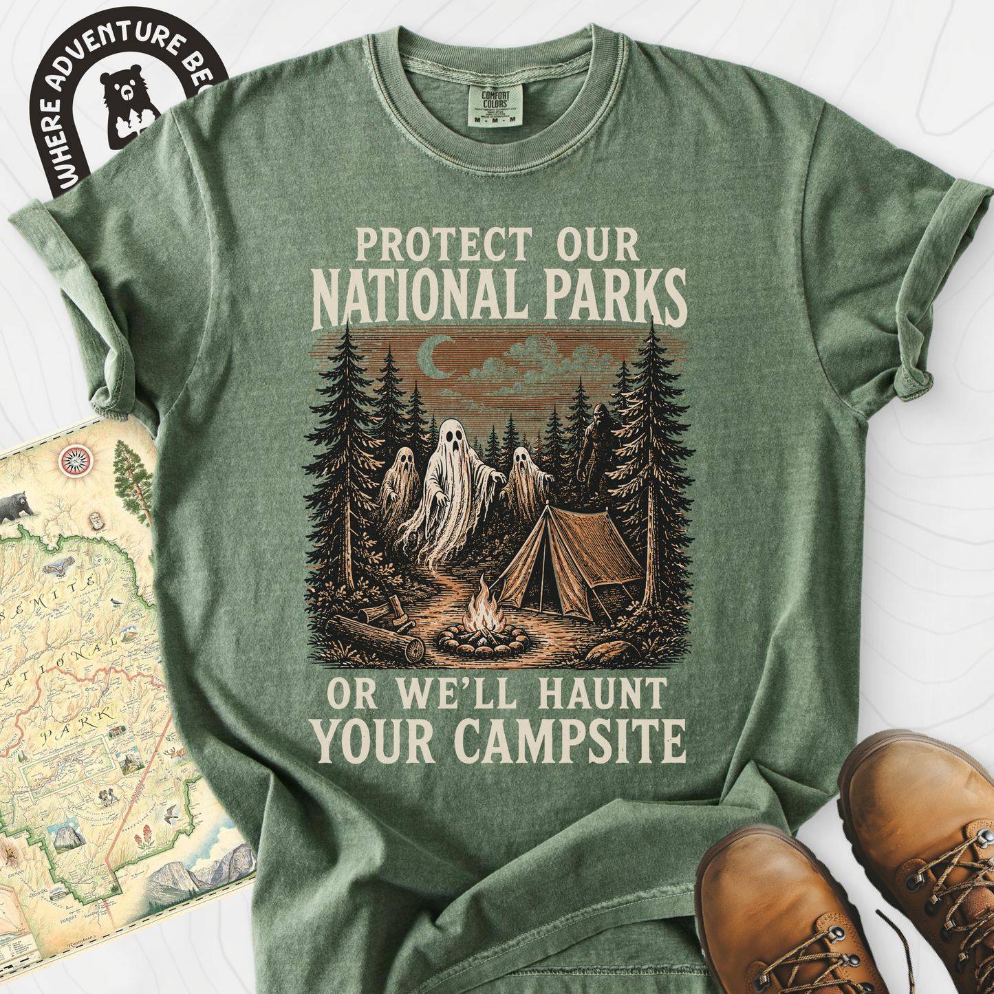 Haunted National Parks Moss front print heavyweight T-shirt