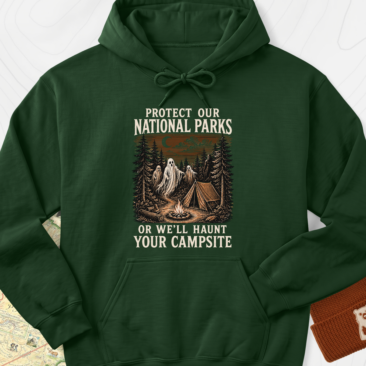 Haunted National Parks Hoodie - Forest Green