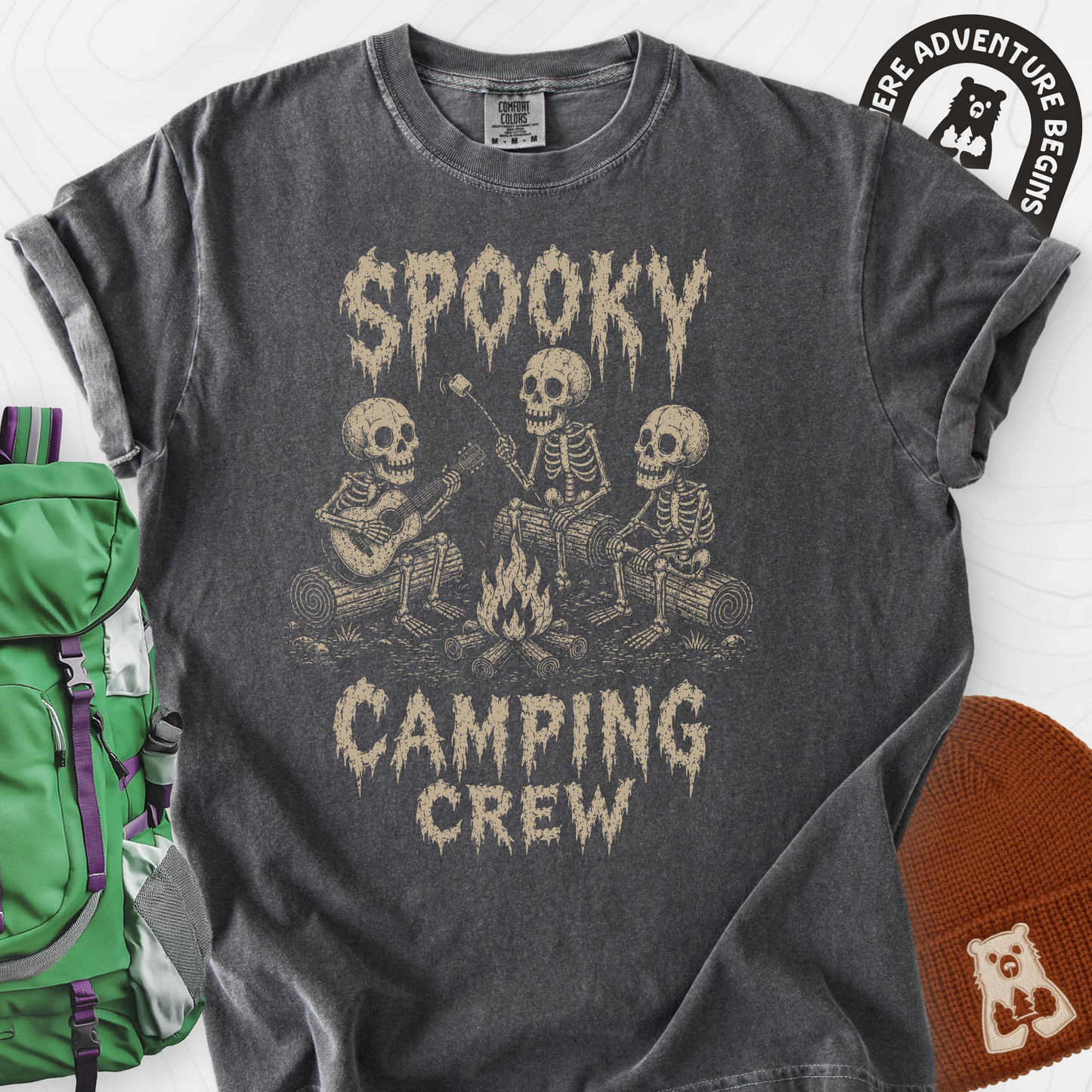 Spooky Camping Crew Pepper front print heavyweight T-shirt