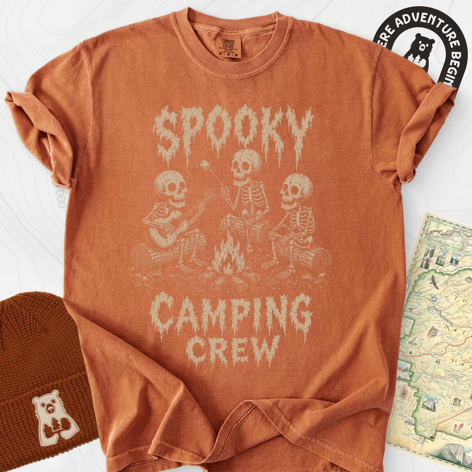 Spooky Camping Crew Yam front print heavyweight T-shirt